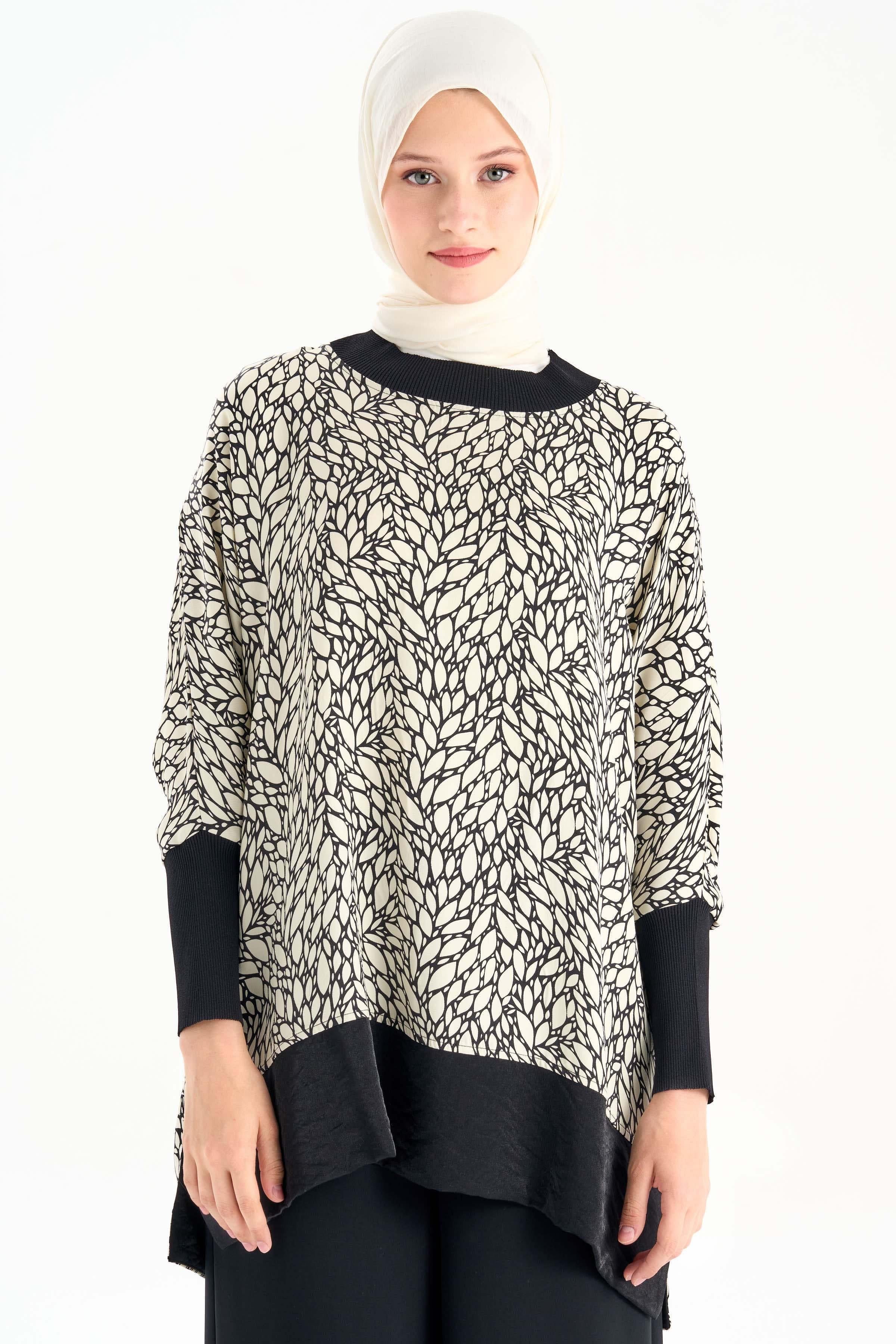 Garnili Ribana Detaylı Bluz - Siyah TUGBA