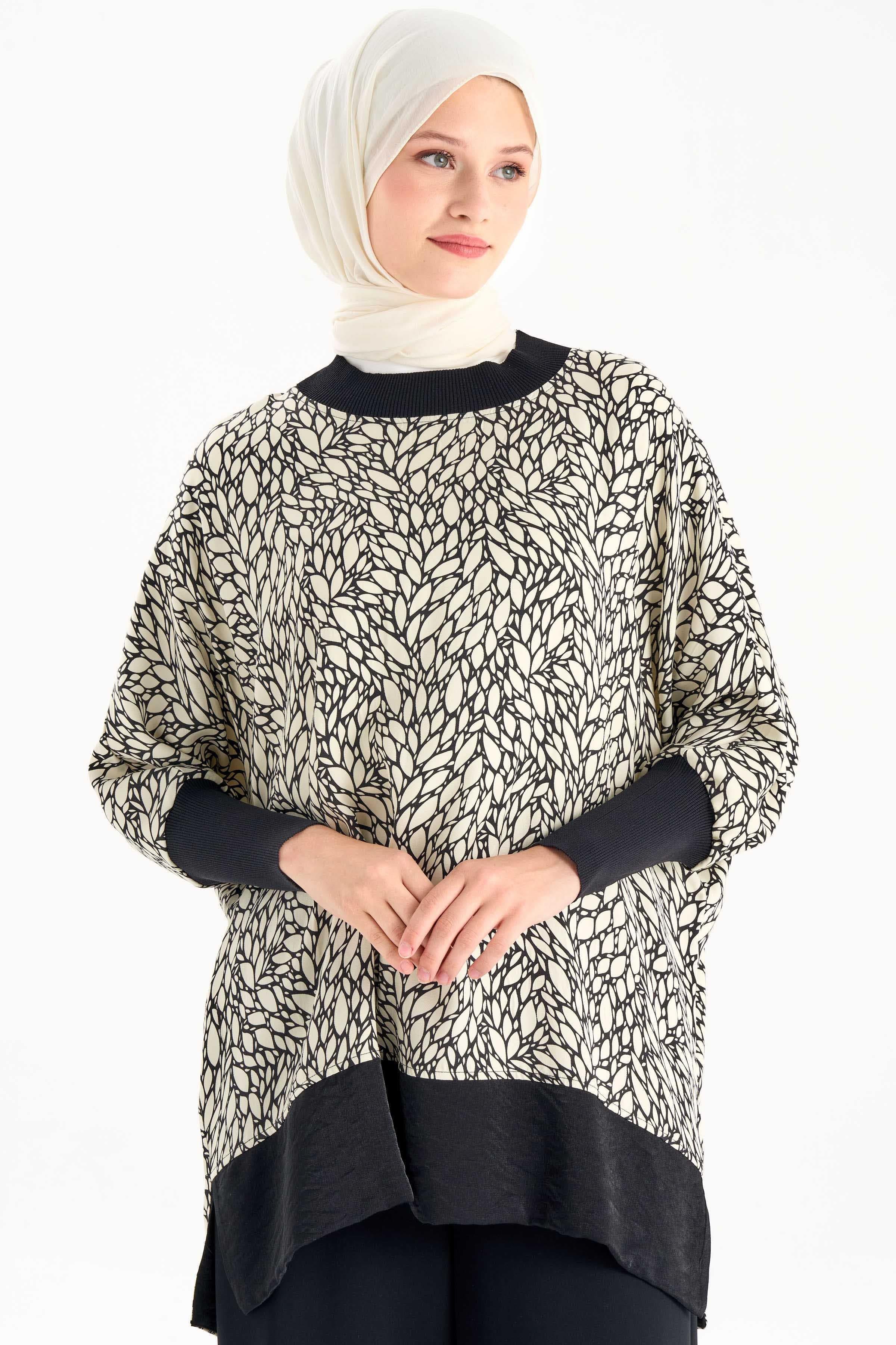 Garnili Ribana Detaylı Bluz - Siyah TUGBA