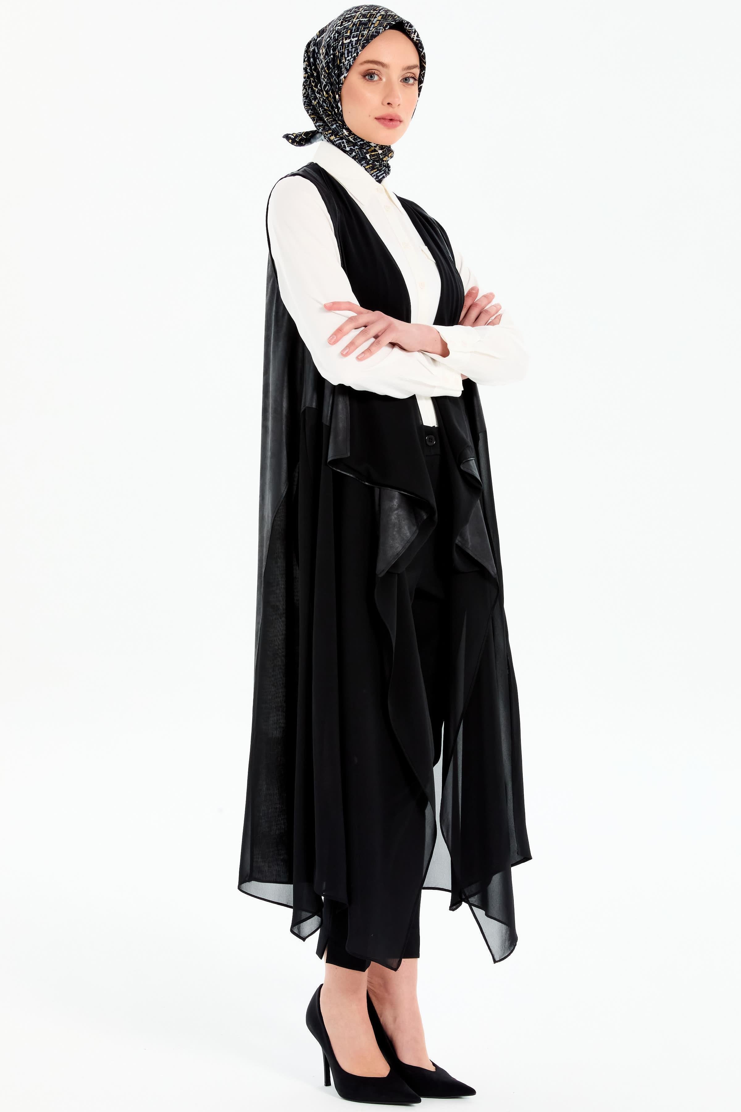 Garnili Salaş Yelek - Siyah TUGBA