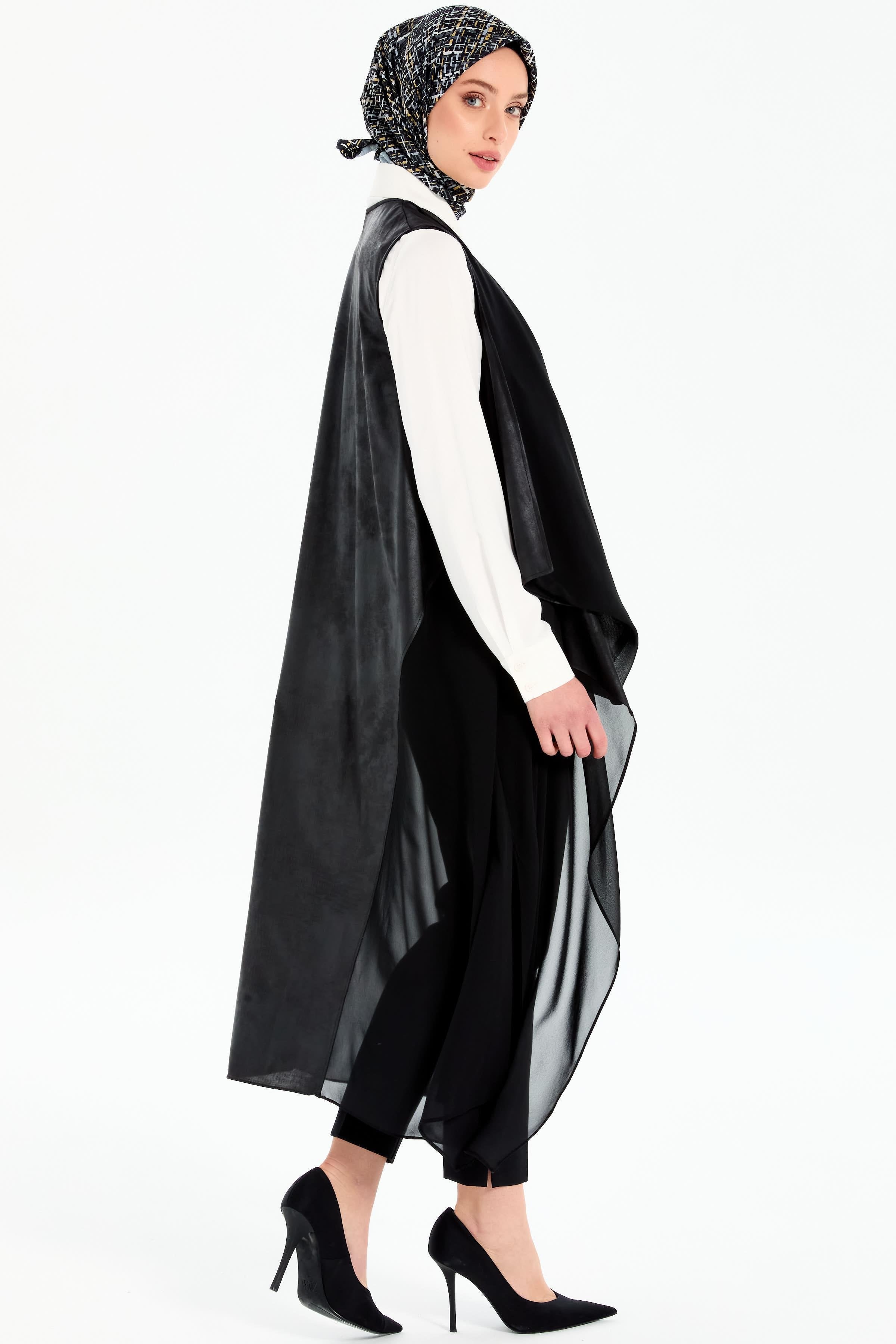 Garnili Salaş Yelek - Siyah TUGBA