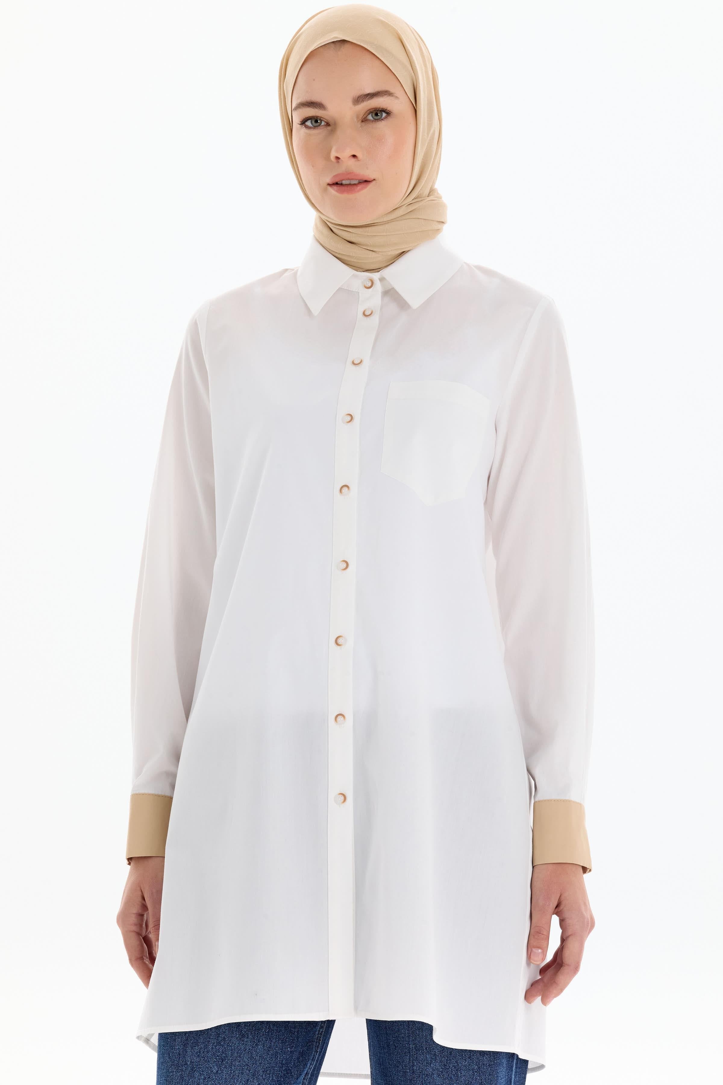 Garnili Tek Cepli Tunik - Ekru TUGBA