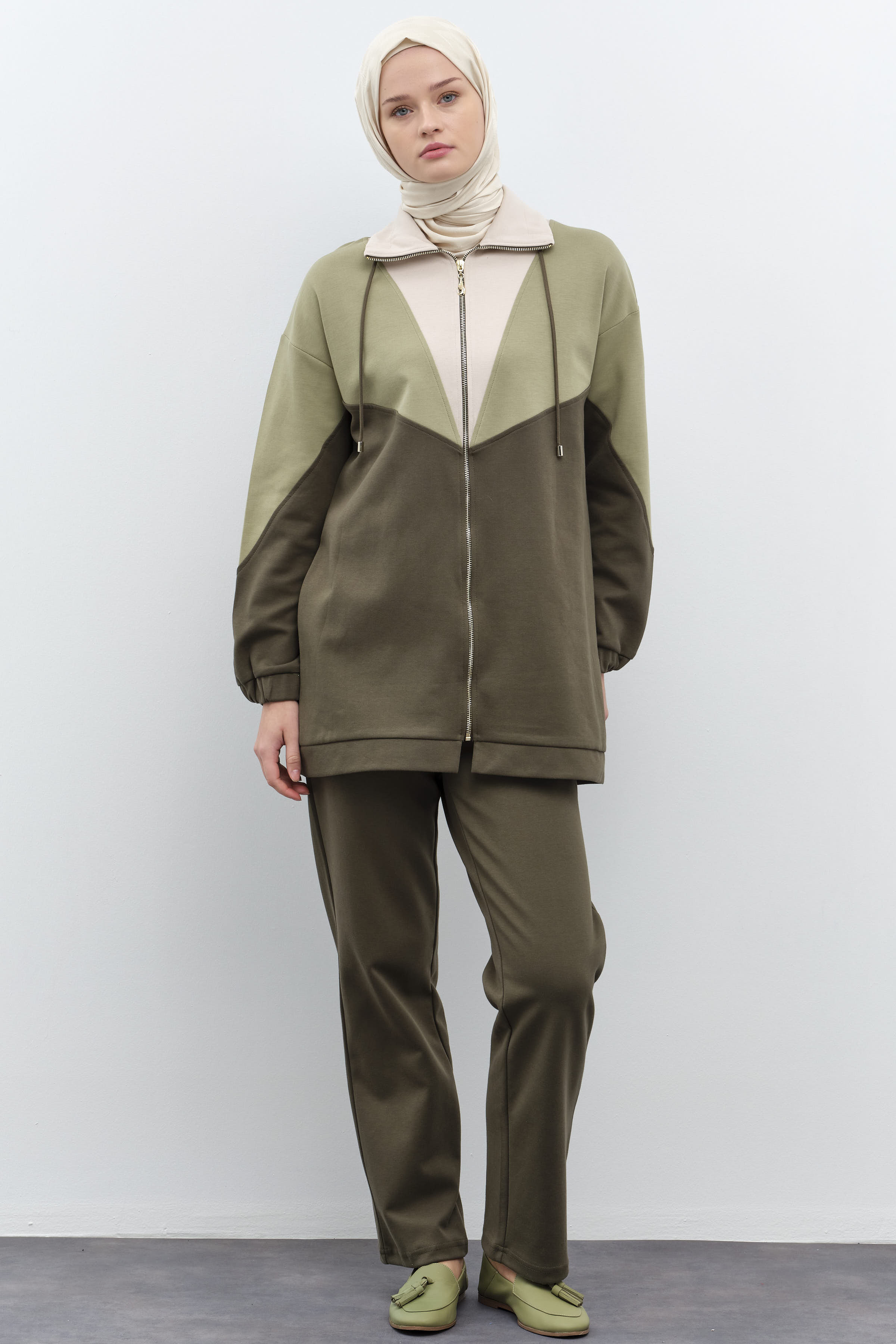 Garnili Tunik Pantolon Takım - Haki TUGBA