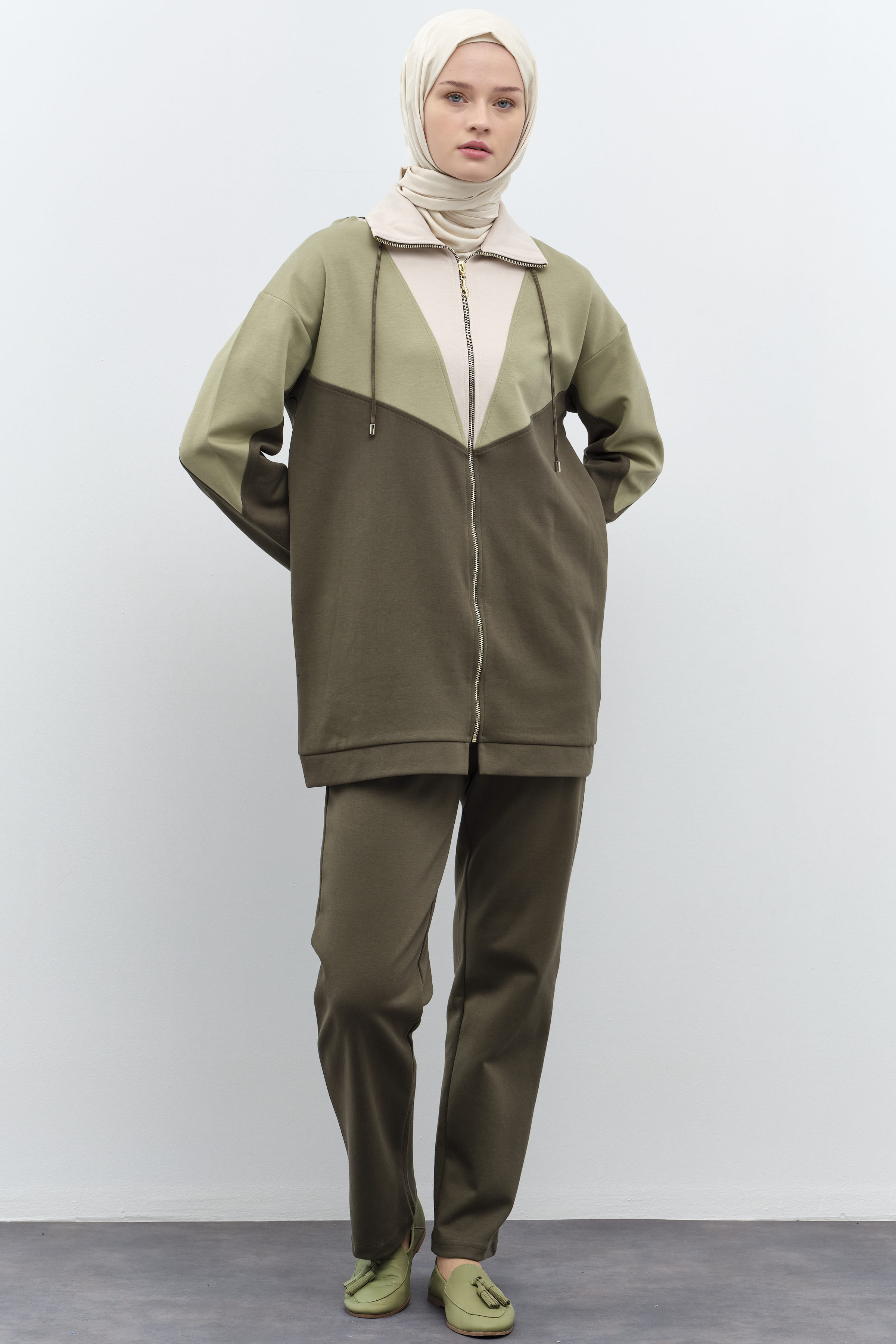 Garnili Tunik Pantolon Takım - Haki TUGBA