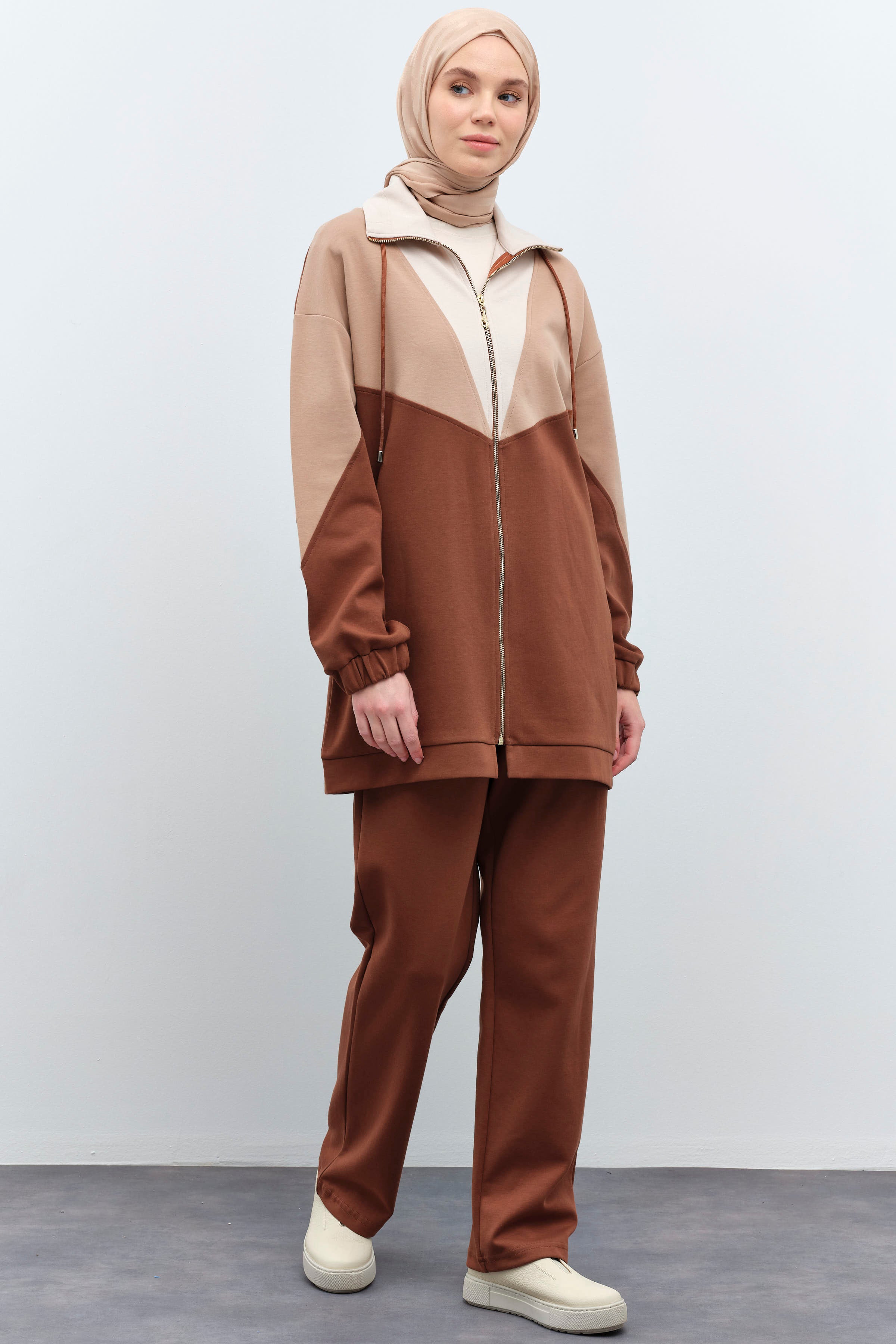 Garnili Tunik Pantolon Takım - Kahve TUGBA
