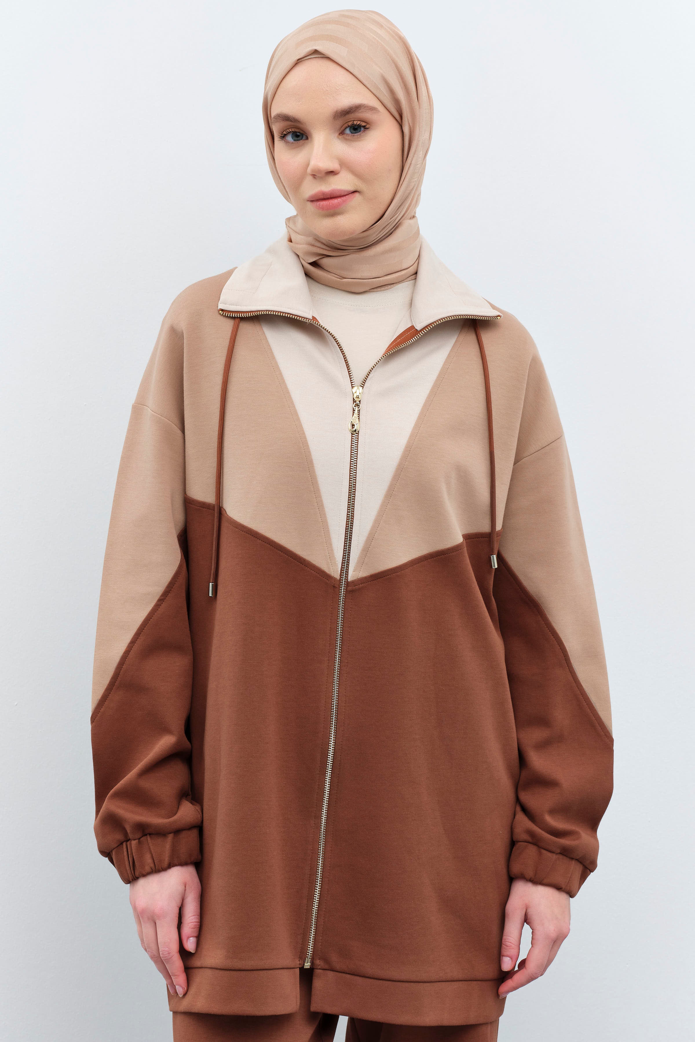 Garnili Tunik Pantolon Takım - Kahve TUGBA