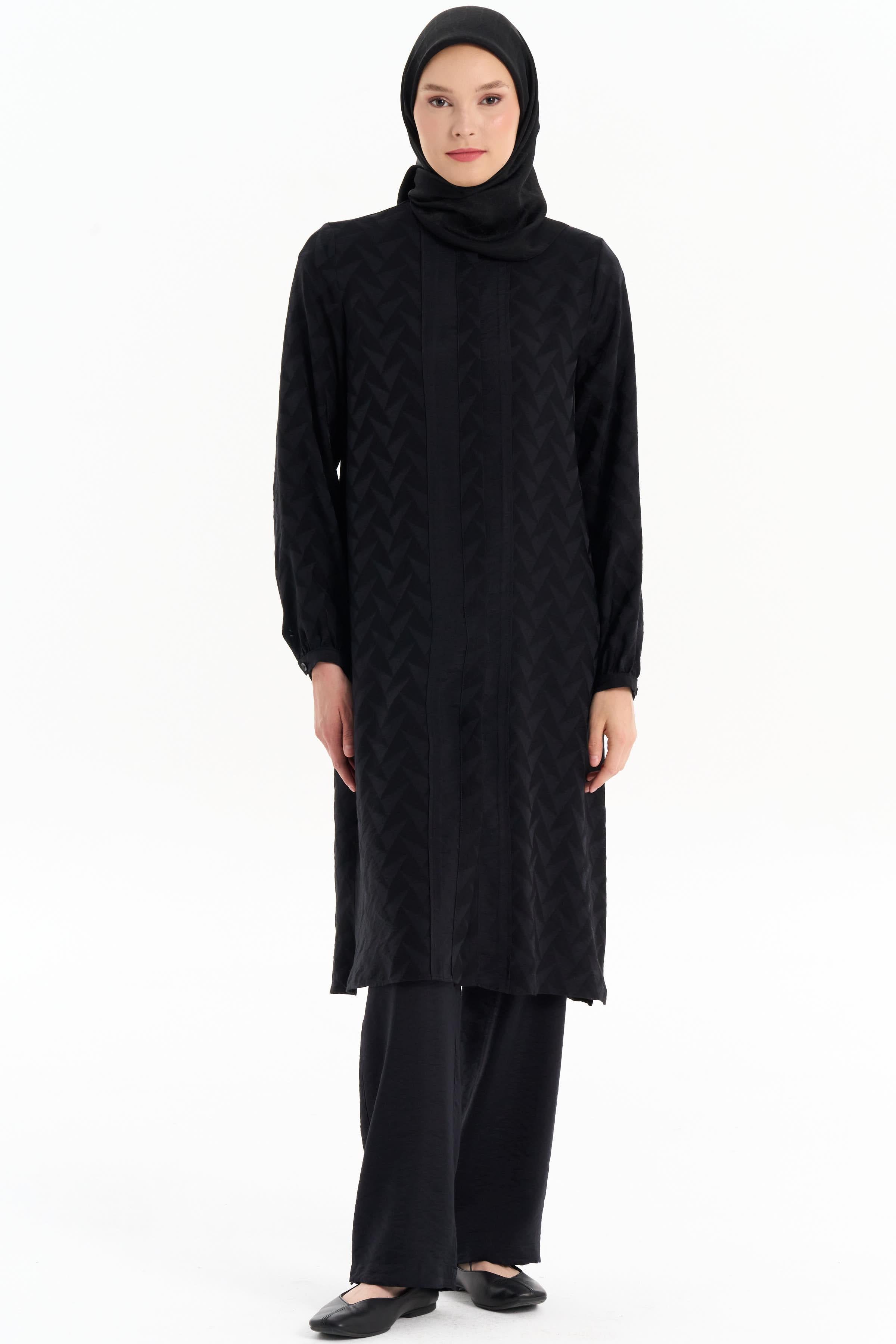 Garnili Tunik Pantolon Takım - Siyah TUGBA