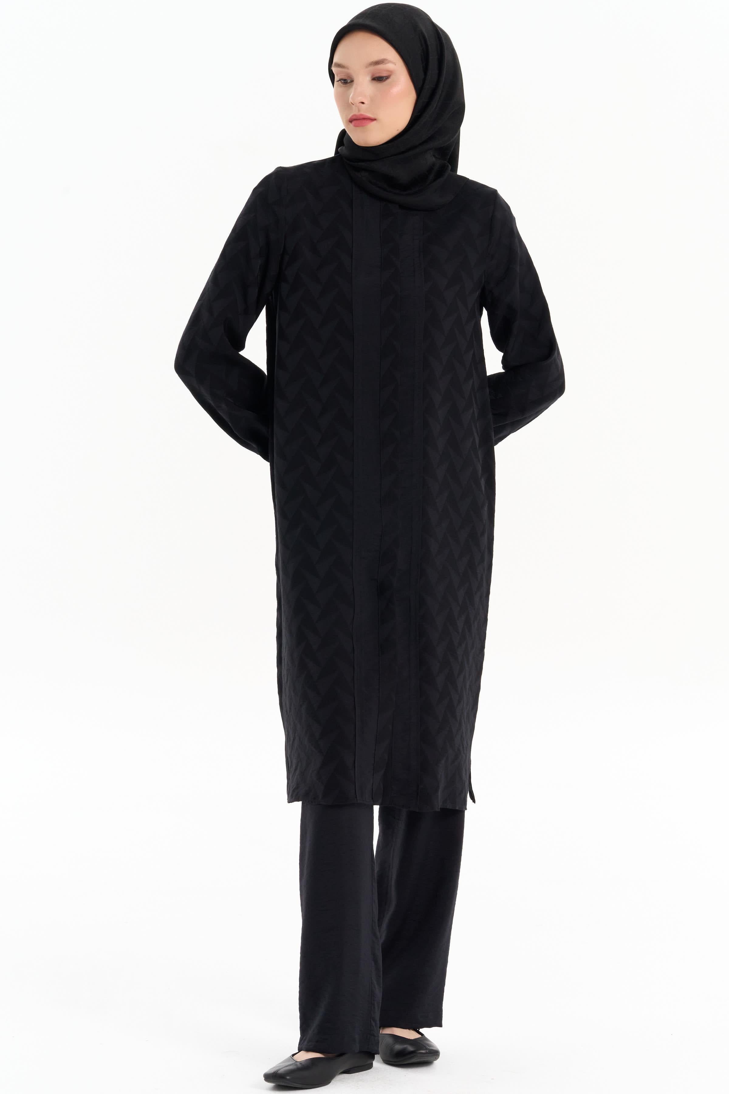 Garnili Tunik Pantolon Takım - Siyah TUGBA