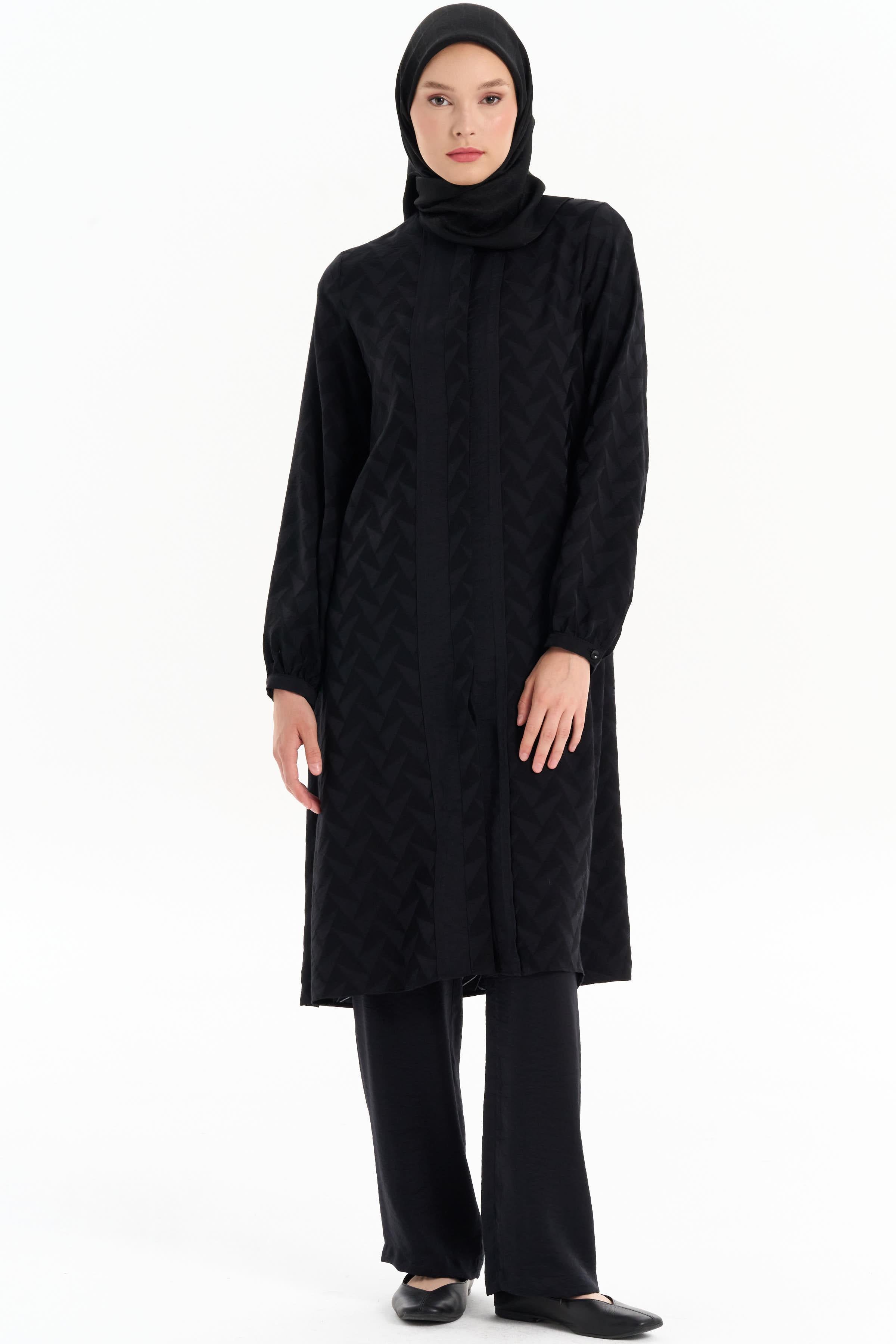 Garnili Tunik Pantolon Takım - Siyah TUGBA