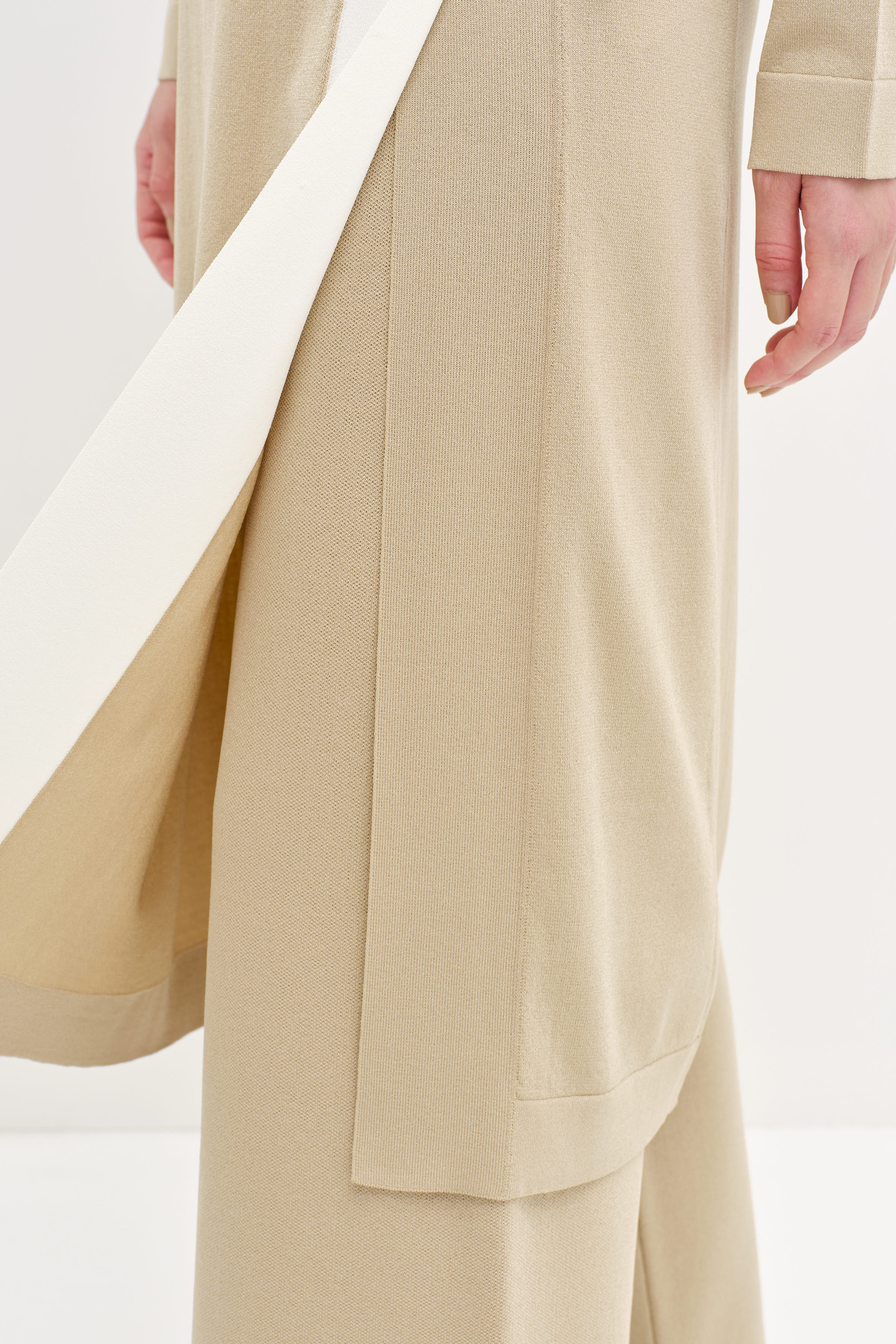 Garnili Yırtmaçlı Tunik Pantolon Triko Takım - Taş TUGBA