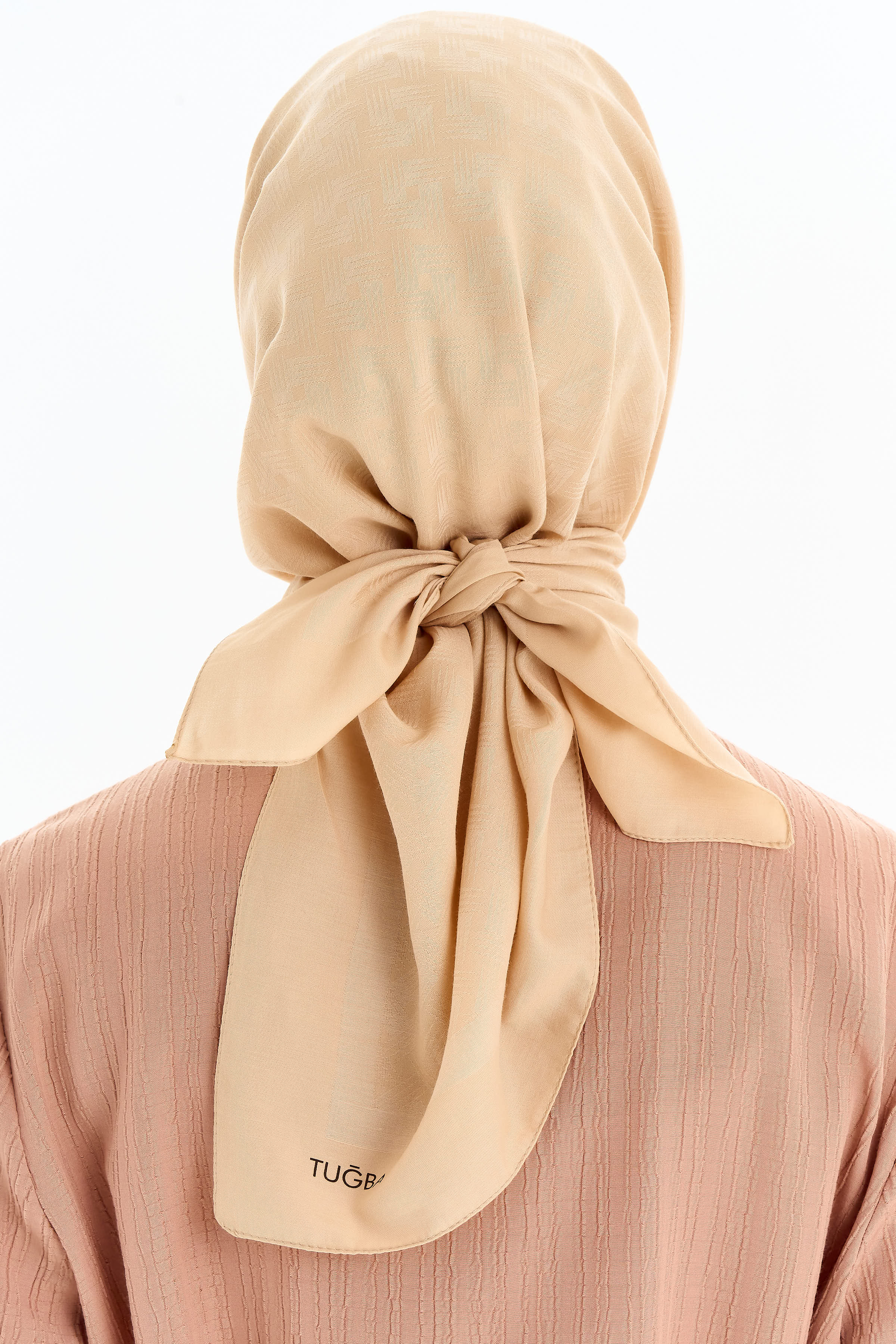 Geometrik Desen Pamuk Eşarp - Bej TUGBA