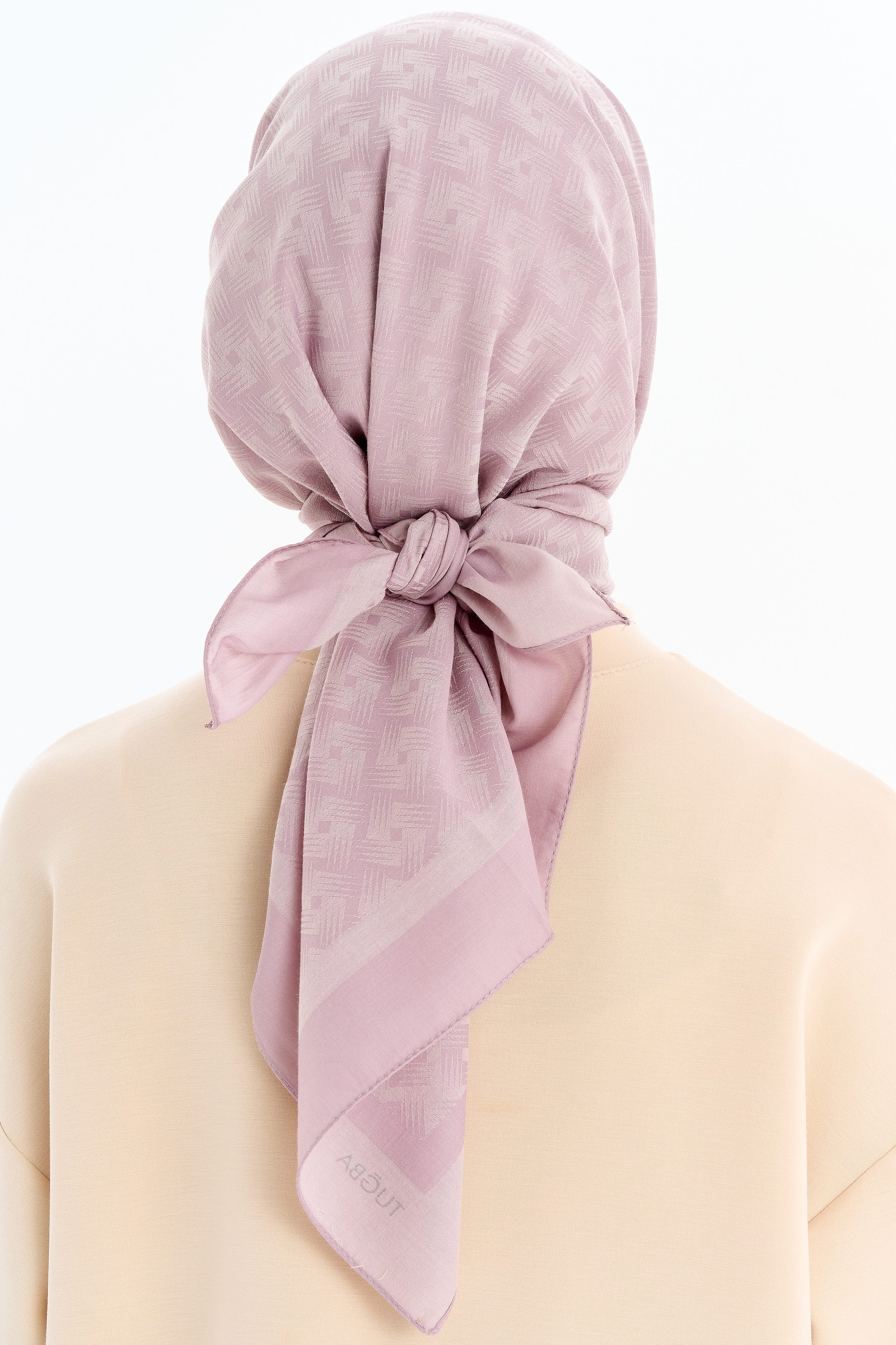 Geometrik Desen Pamuk Eşarp - Lila TUGBA