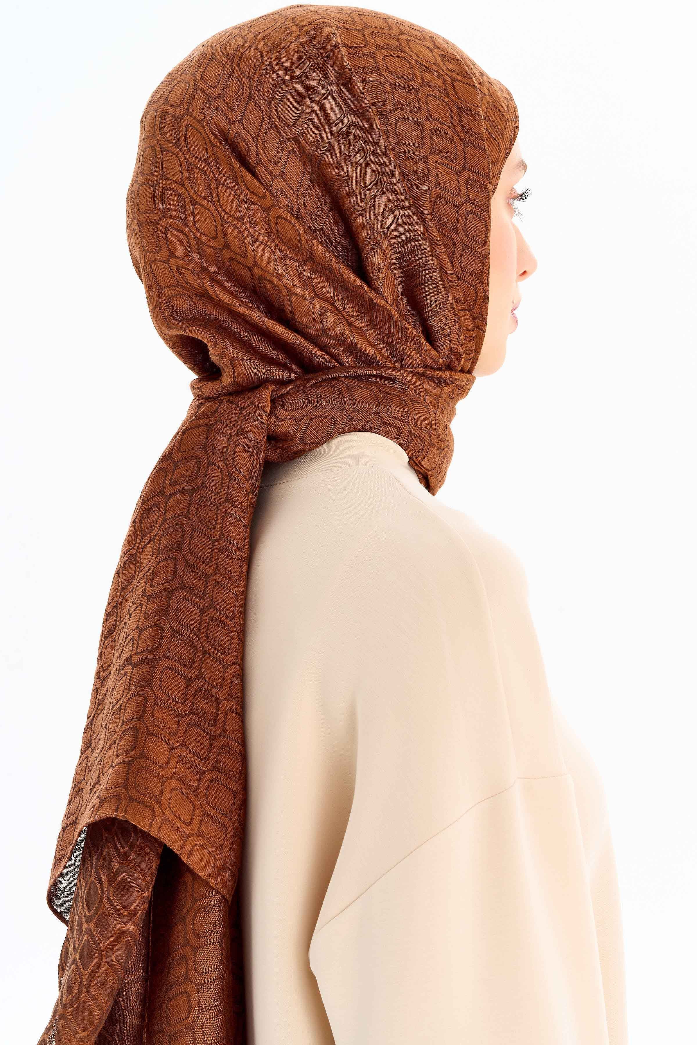 Geometrik Desen Viskon Şal - Karanfil TUGBA