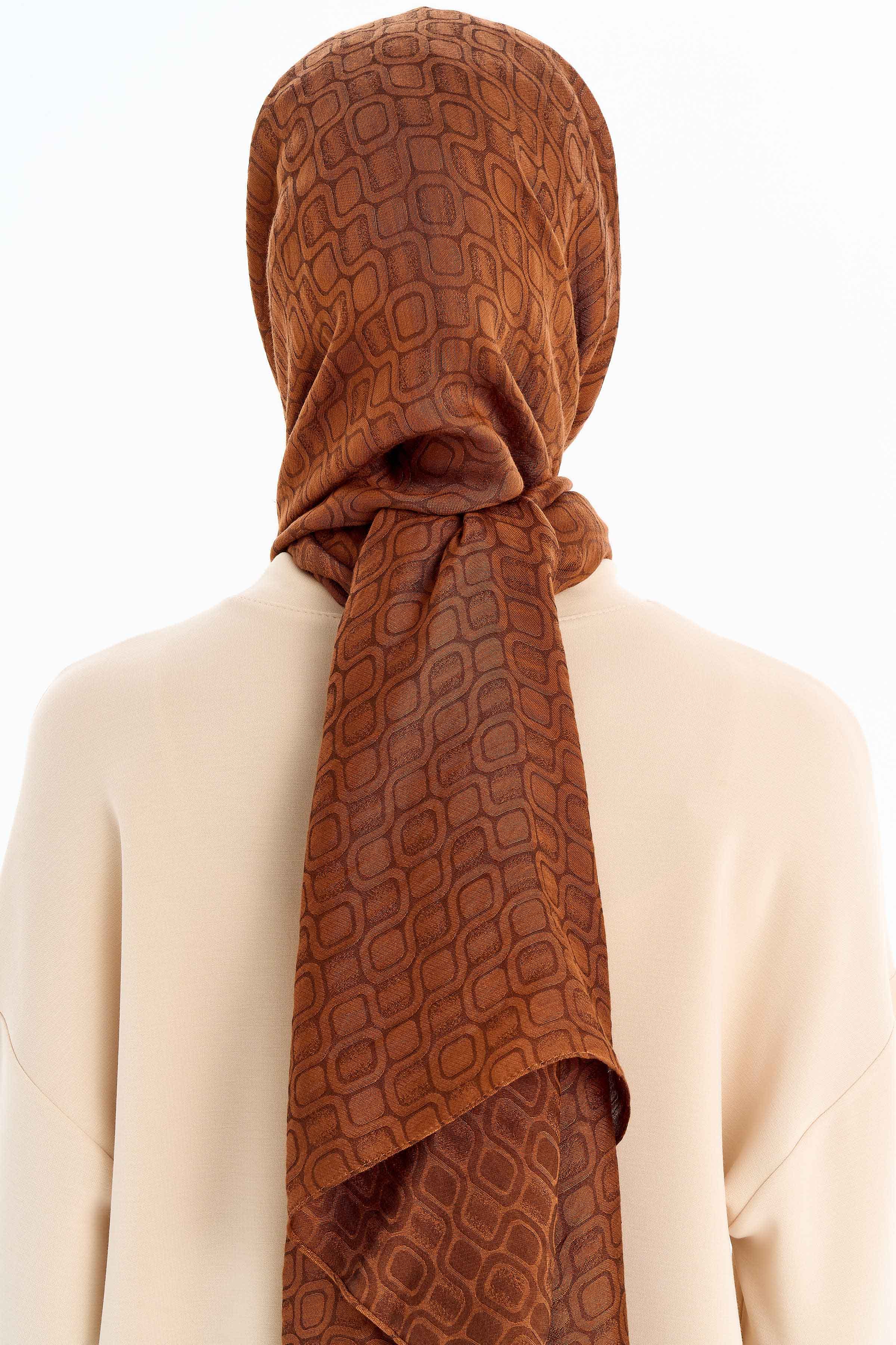 Geometrik Desen Viskon Şal - Karanfil TUGBA