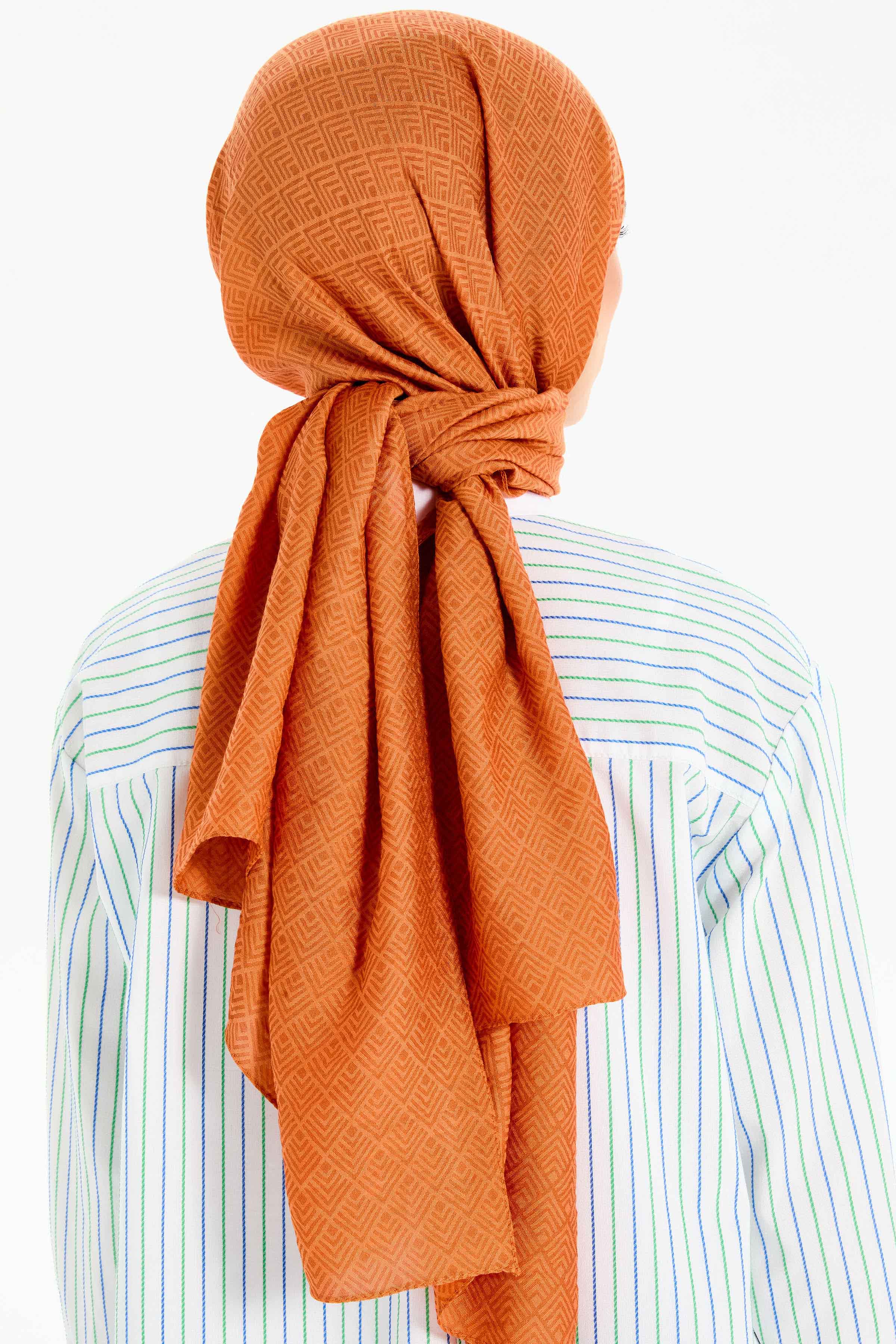 Geometrik Desen Viskon Şal - Taba TUGBA