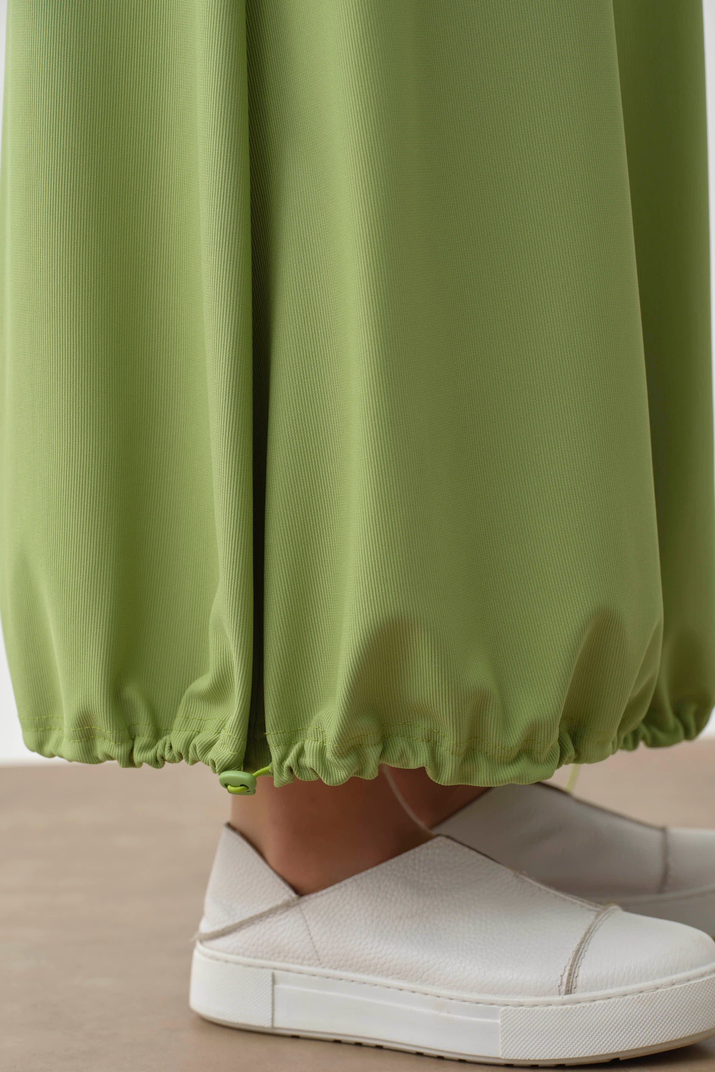 Gizli Cepli Lastikli Örme Etek - Fıstık Yeşili TUGBA