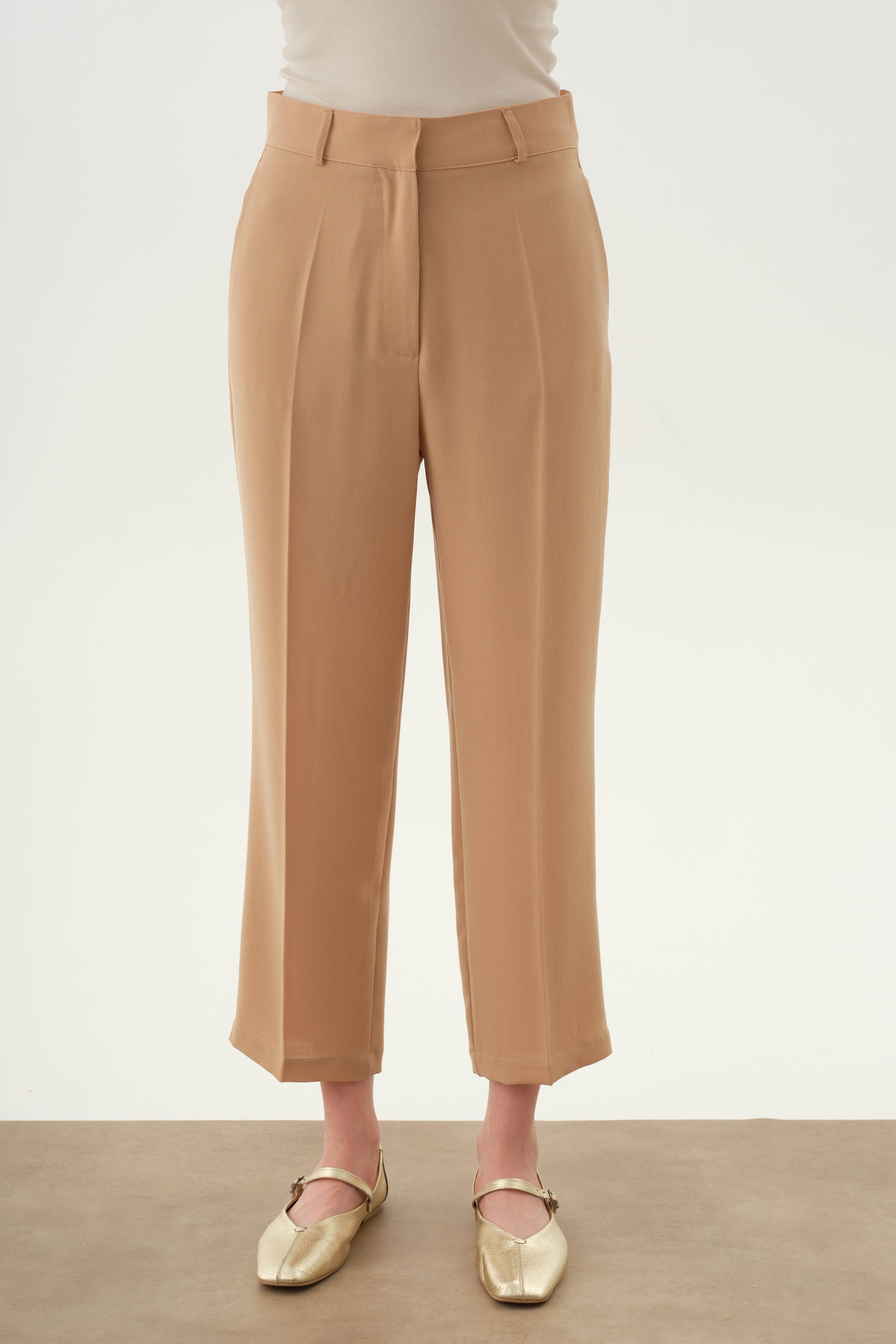 Gizli Cepli Pantolon - Bej TUGBA