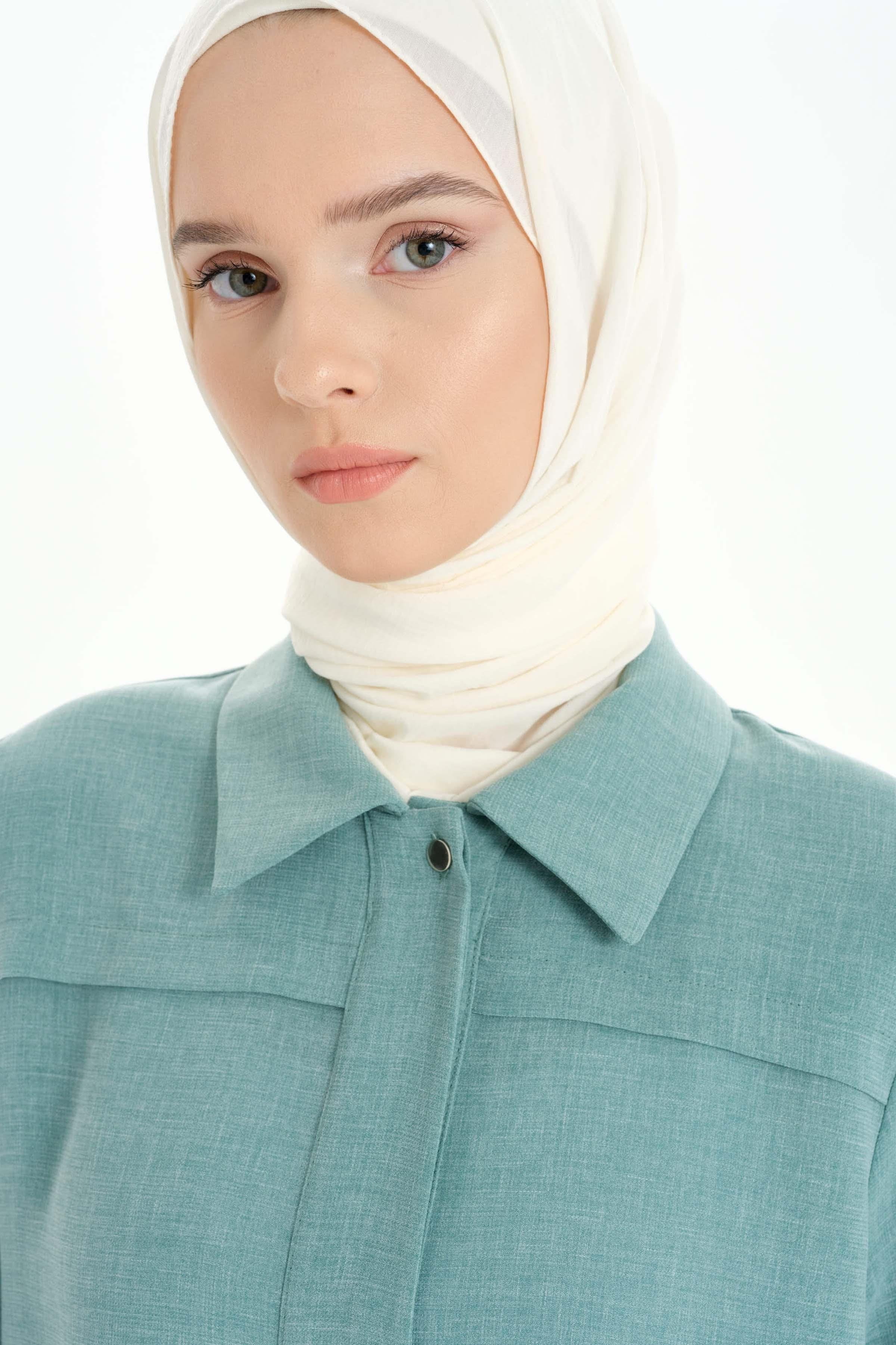 Gizli Pat Aller Detaylı Tunik - Mint TUGBA