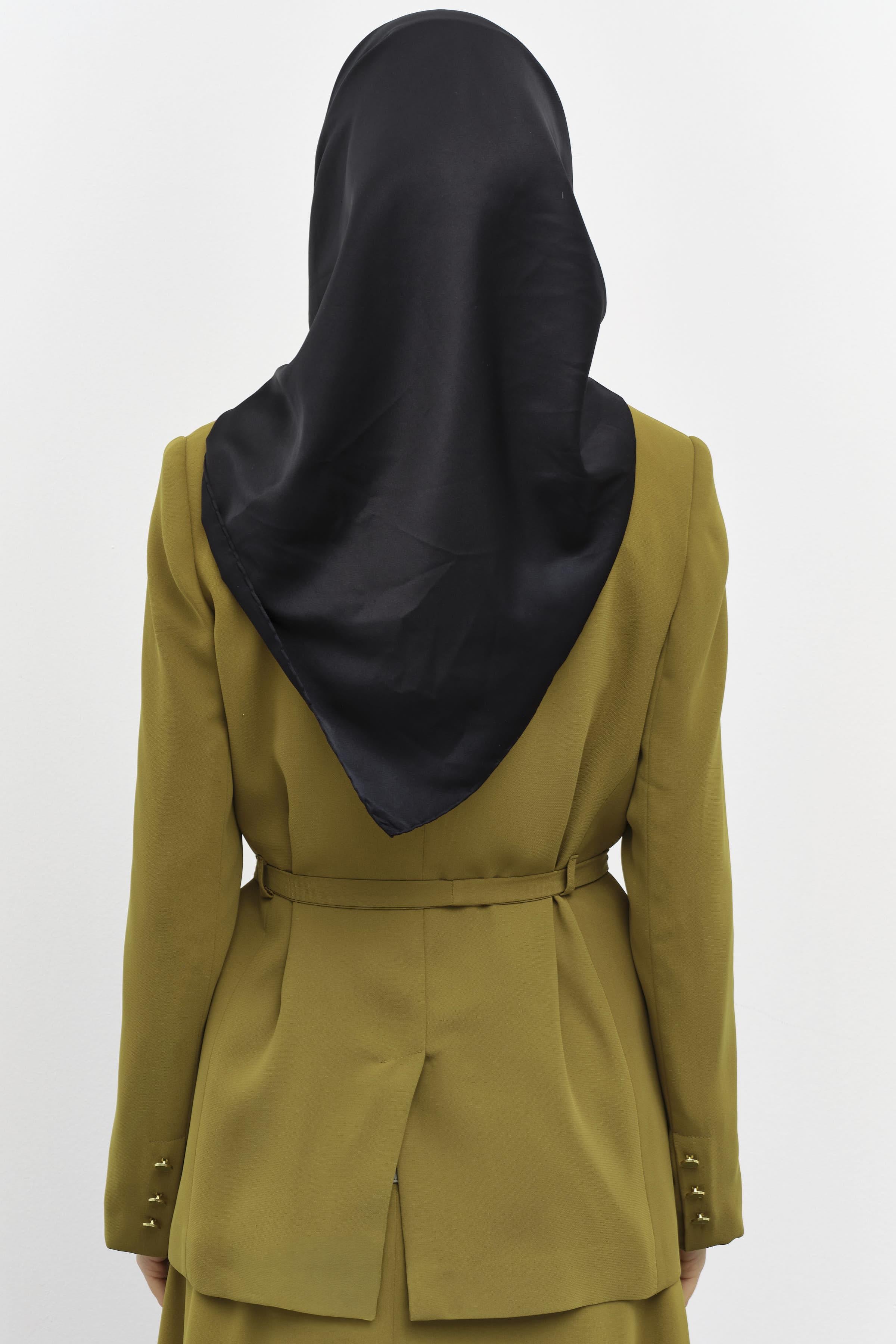 Gizli Pat Düğmeli Beli Kuşaklı Ceket - Olive TUGBA