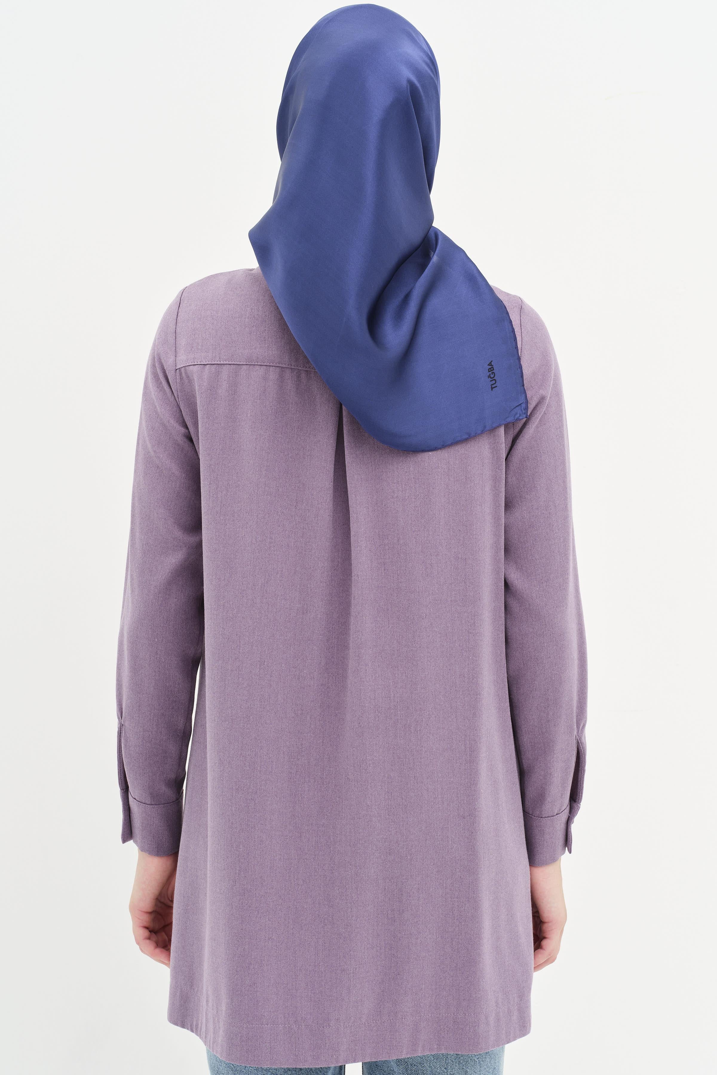 Gizli Pat Düğmeli Tunik - Mor TUGBA