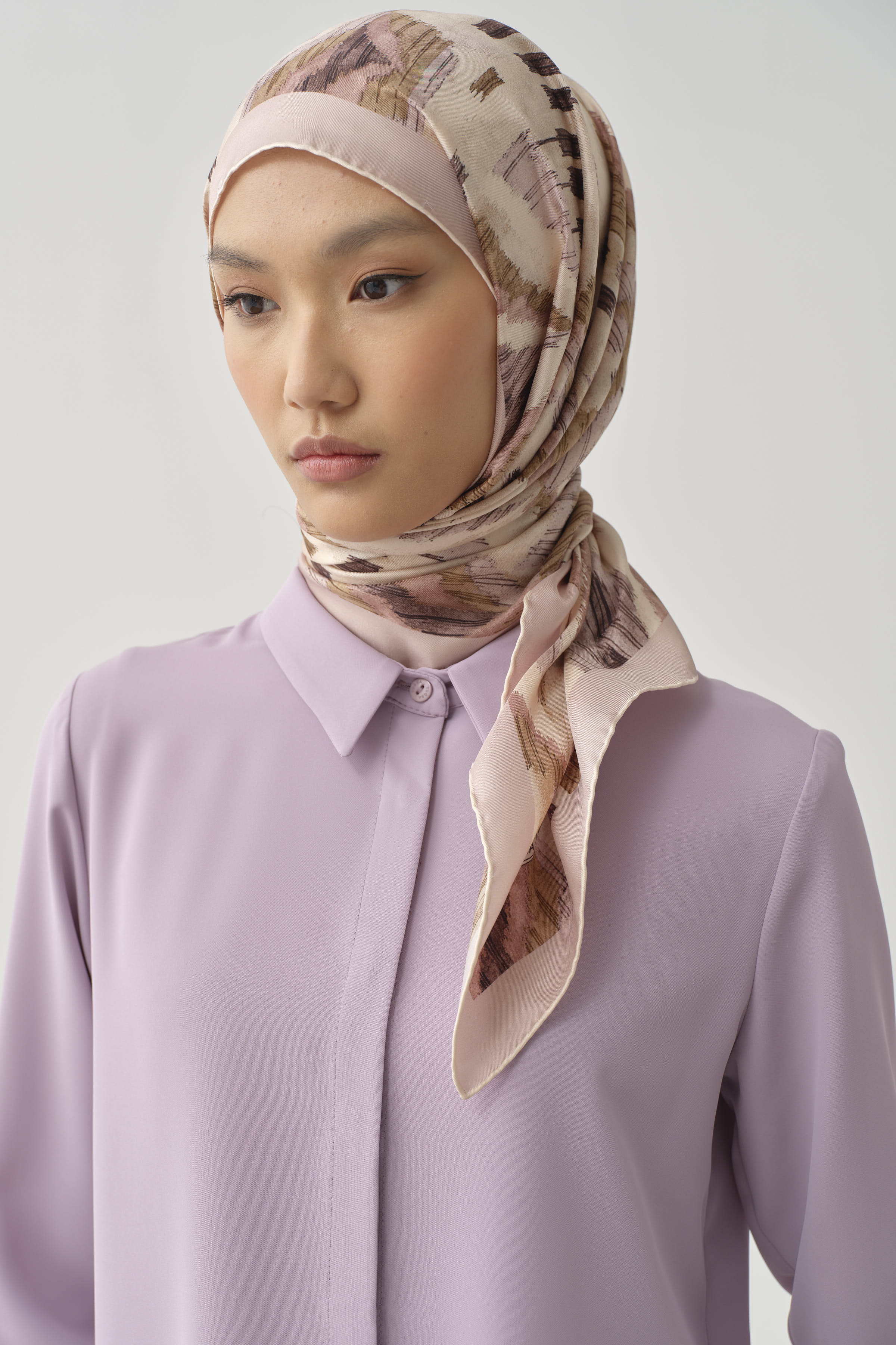 Gizli Patlı Basic Gömlek - Lila TUGBA