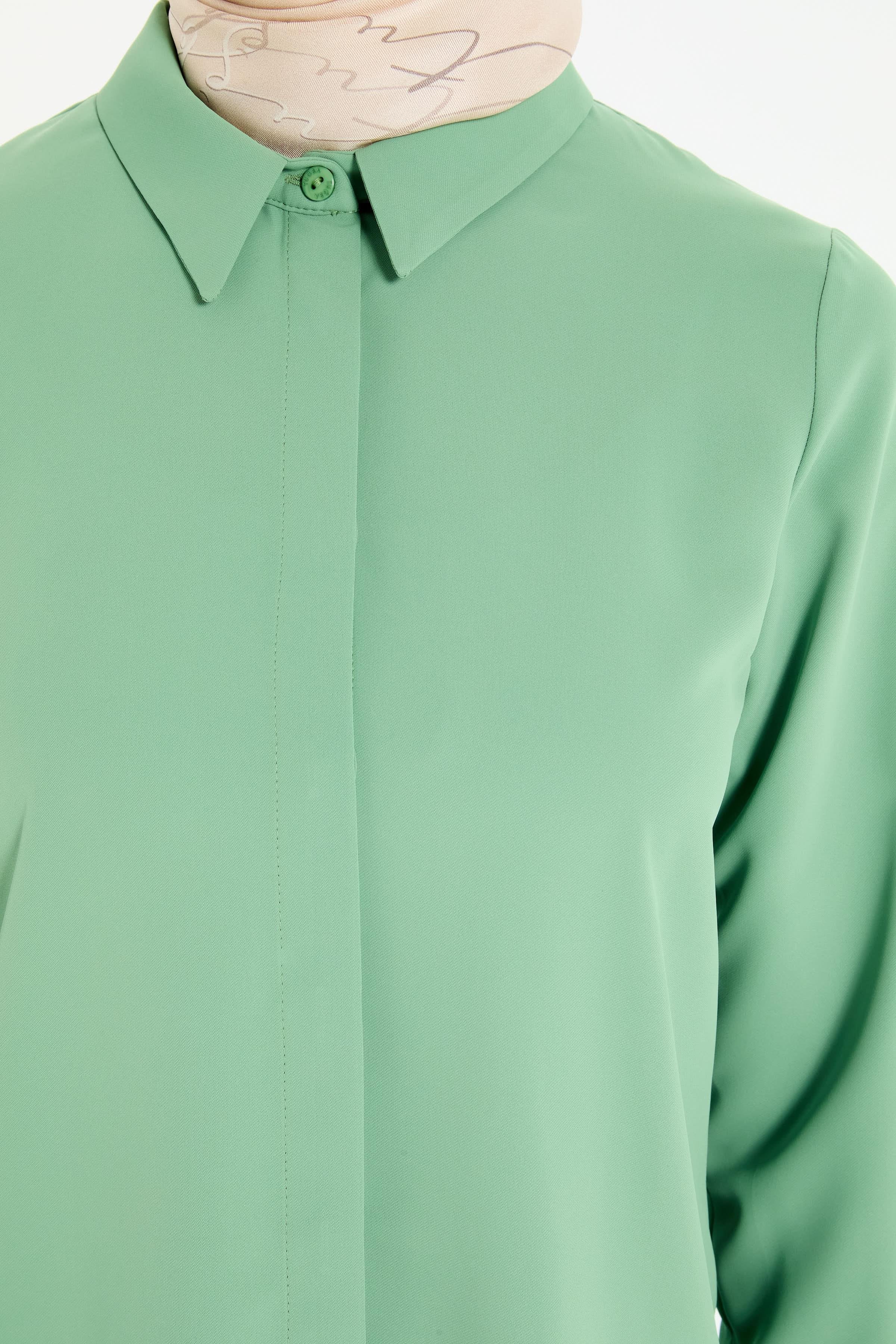 Gizli Patlı Basic Gömlek - Mint TUGBA