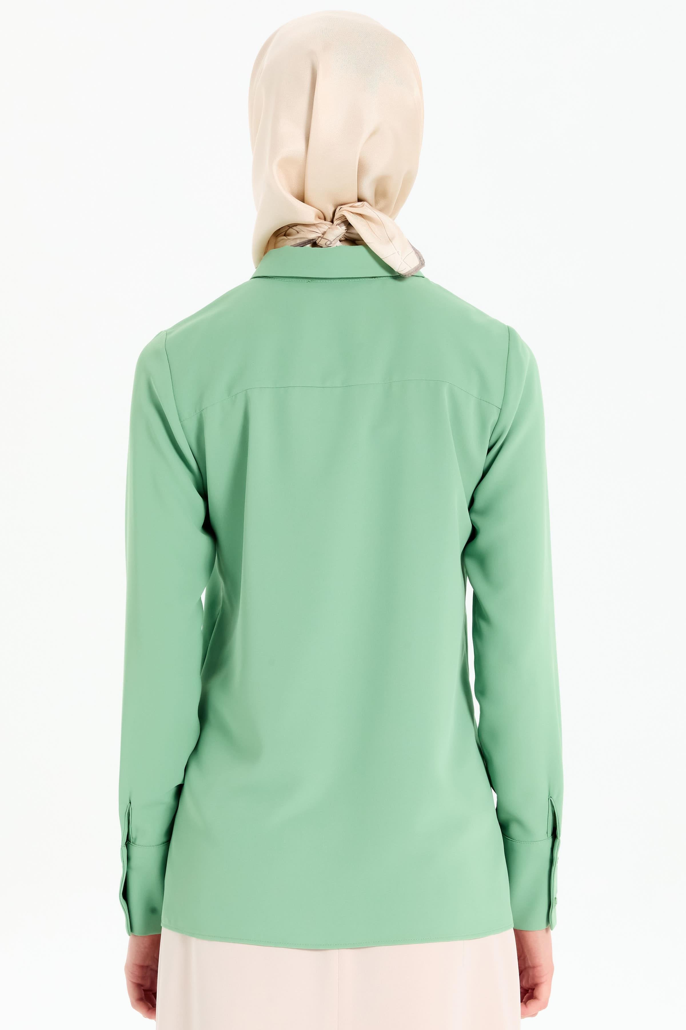 Gizli Patlı Basic Gömlek - Mint TUGBA