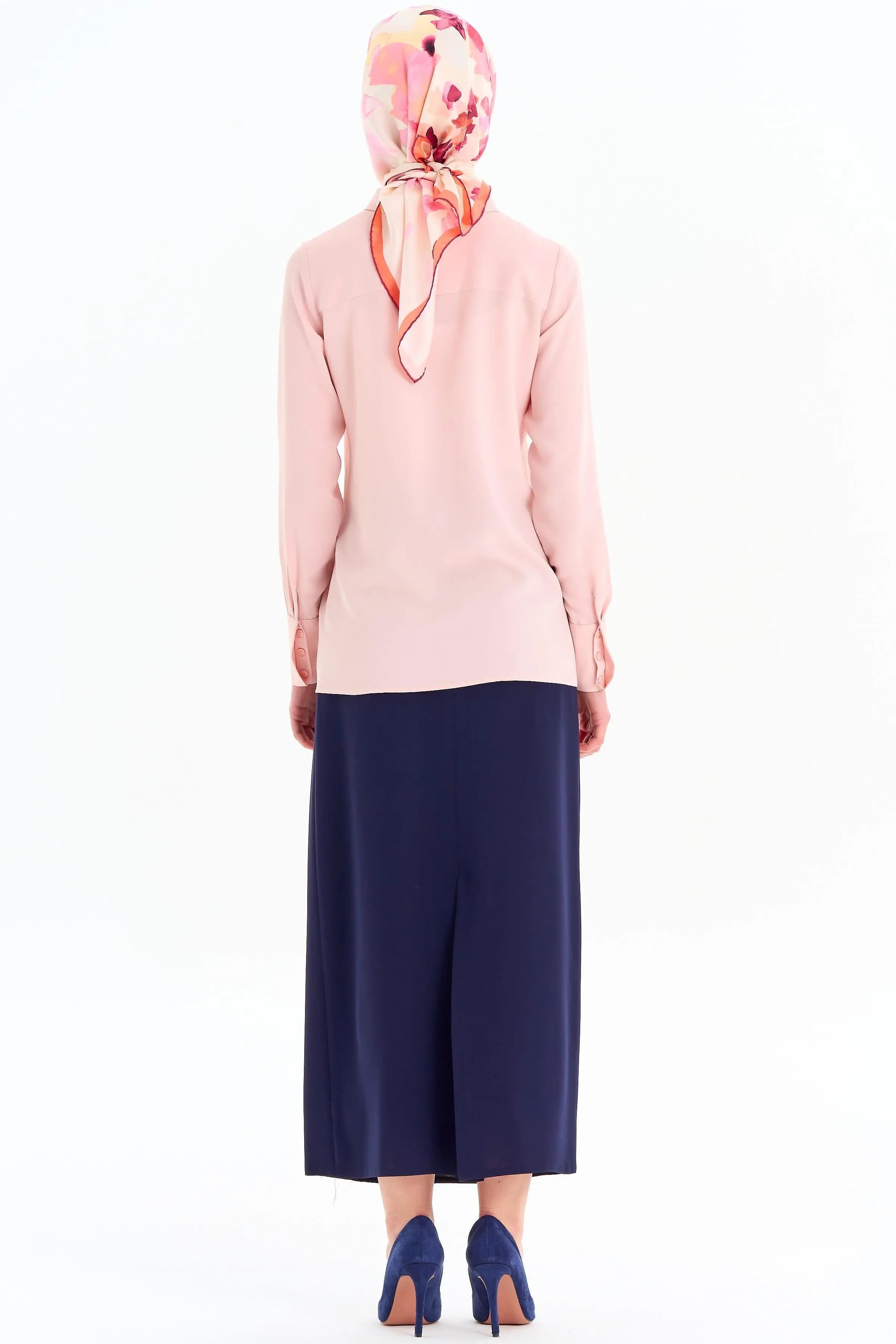 Gizli Patlı Basic Gömlek - Pudra TUGBA