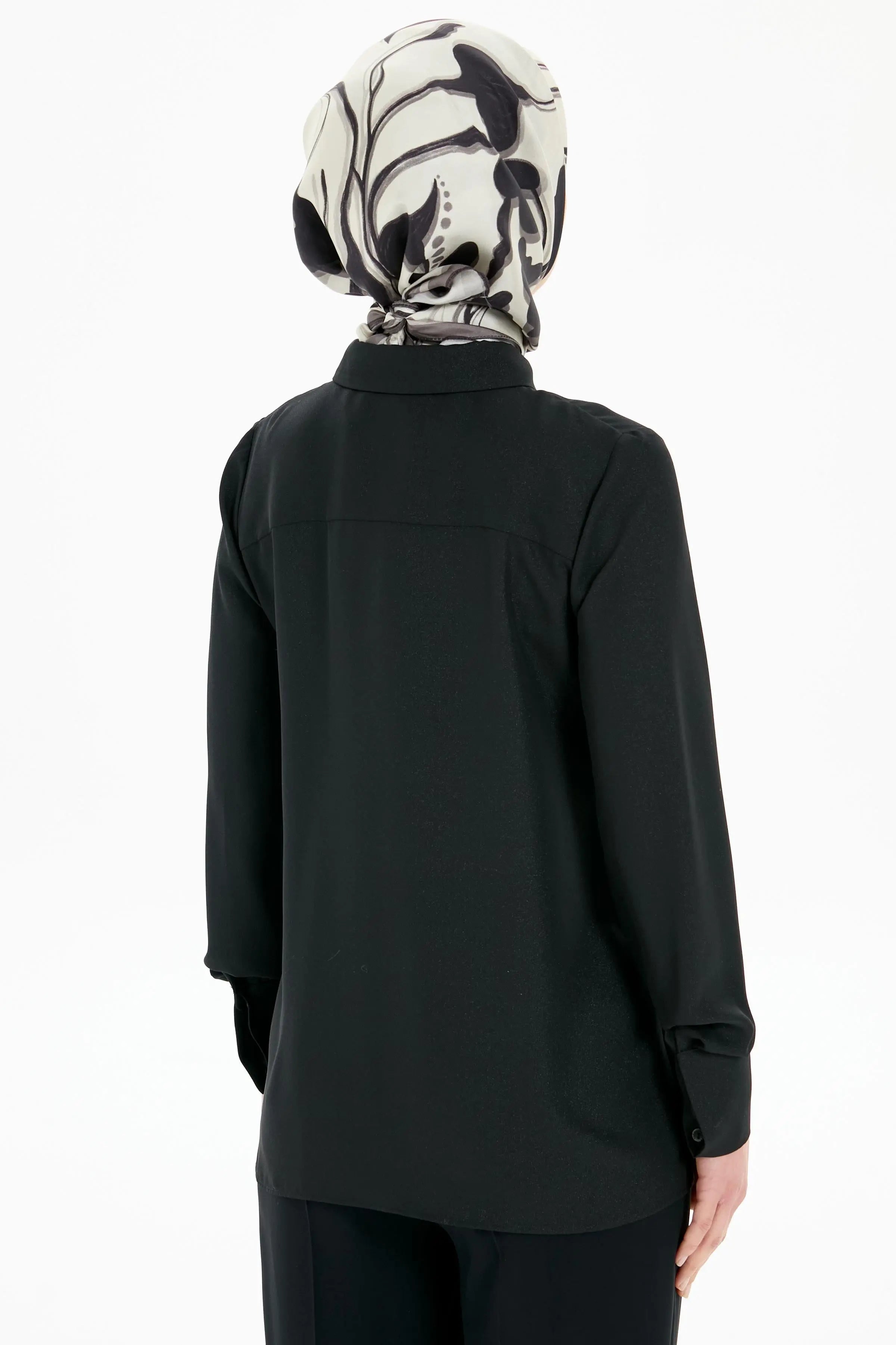 Gizli Patlı Basic Gömlek - Siyah TUGBA