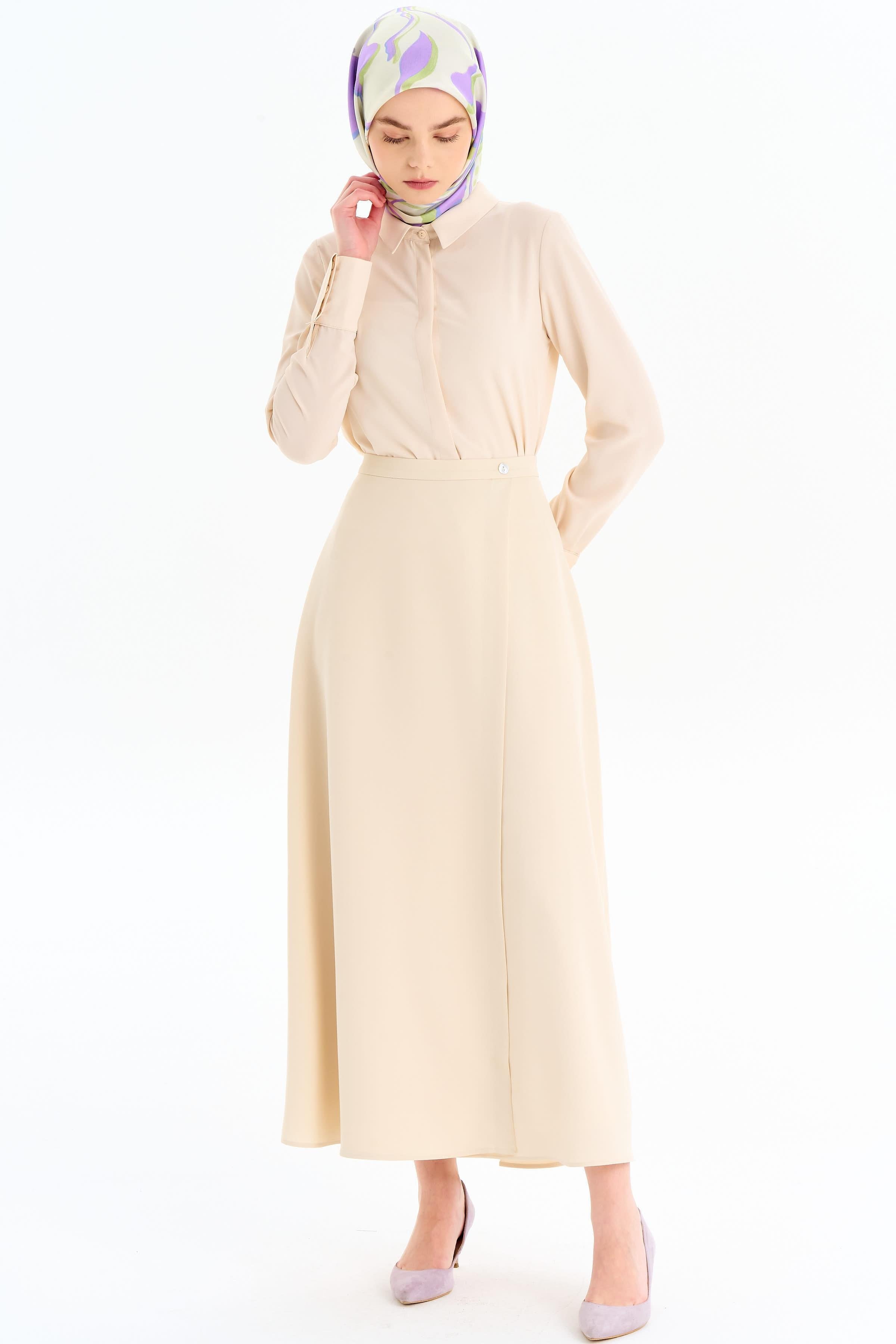 Gizli Patlı Basic Gömlek - Taş TUGBA