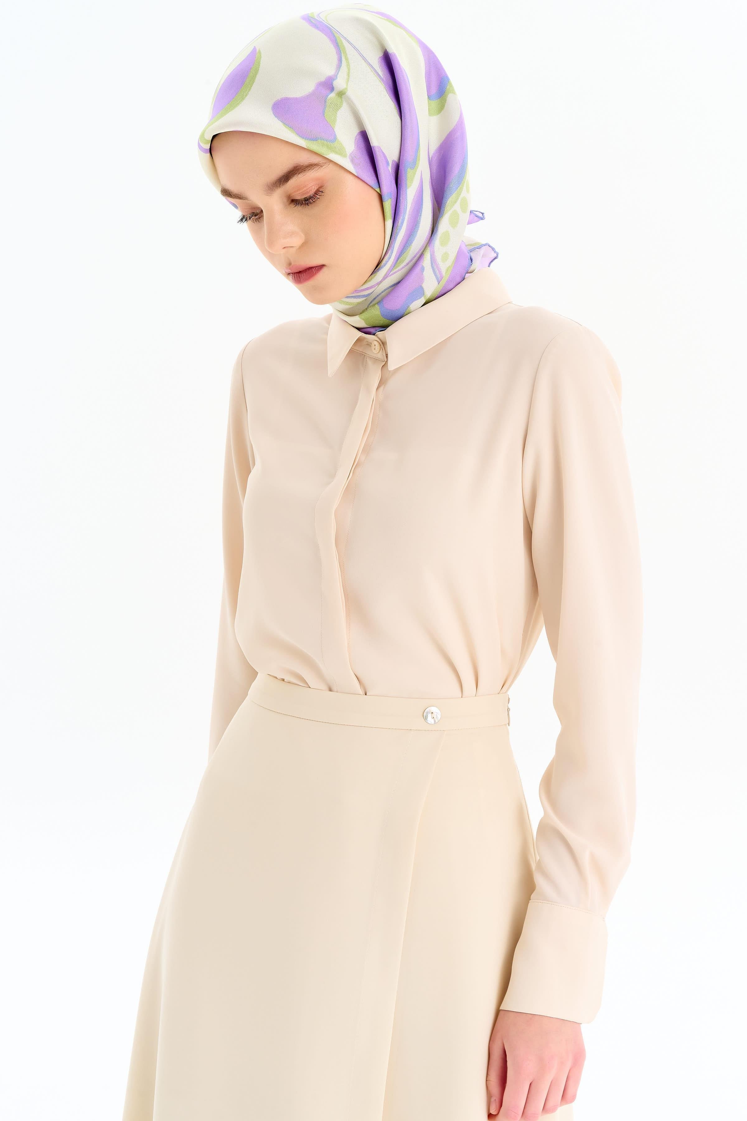 Gizli Patlı Basic Gömlek - Taş TUGBA