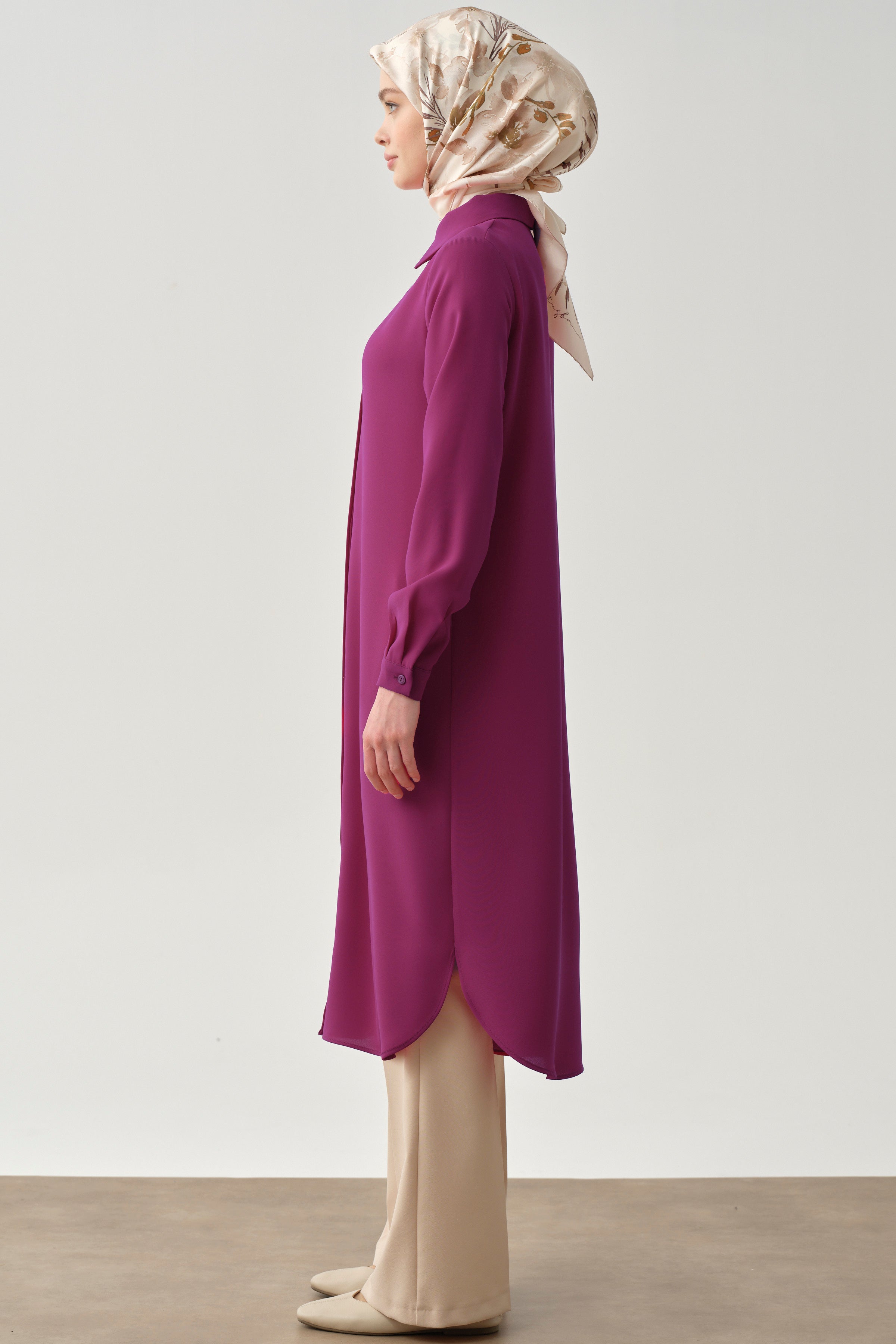 Gizli Patlı Basic Tunik - Fuşya TUGBA