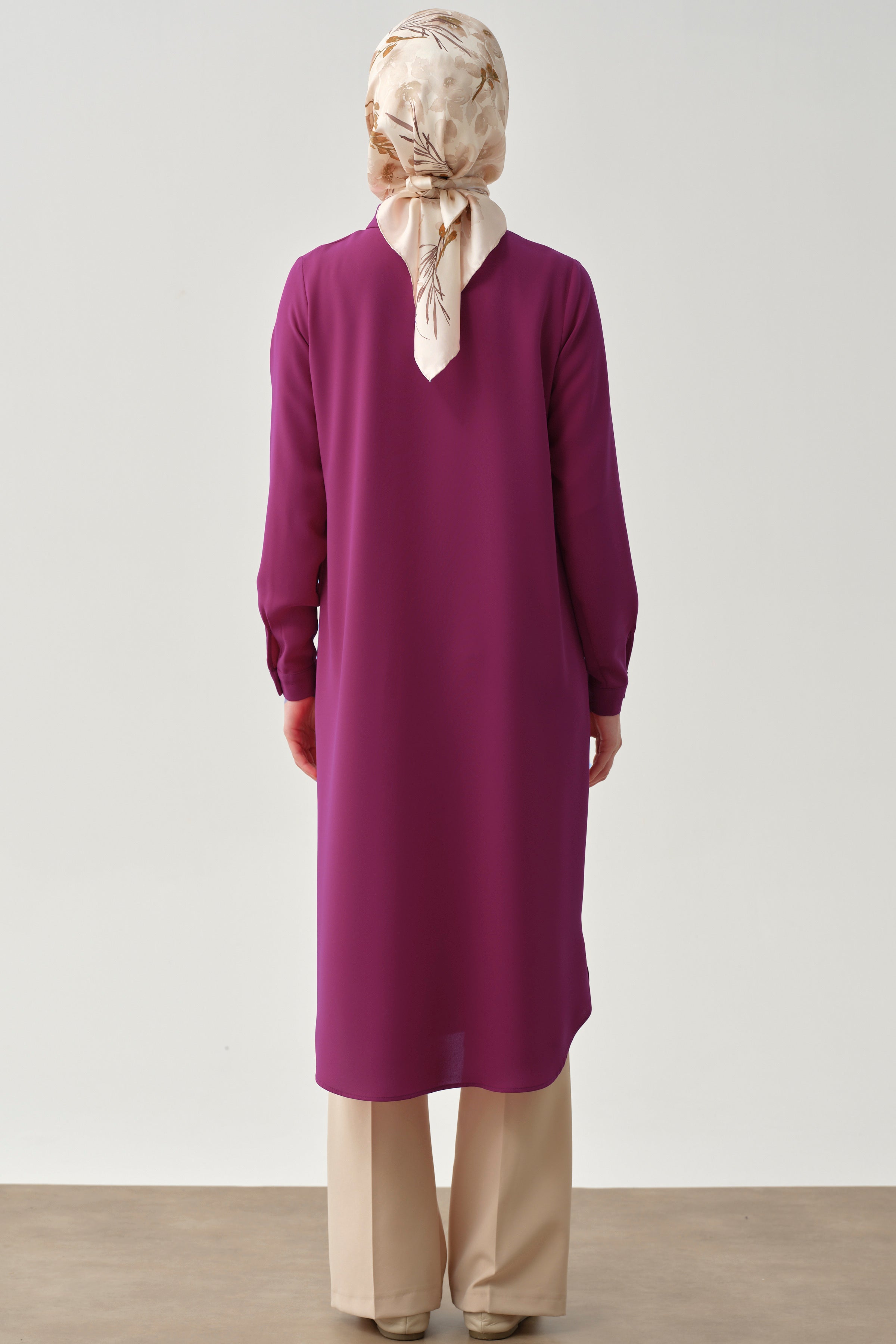 Gizli Patlı Basic Tunik - Fuşya TUGBA