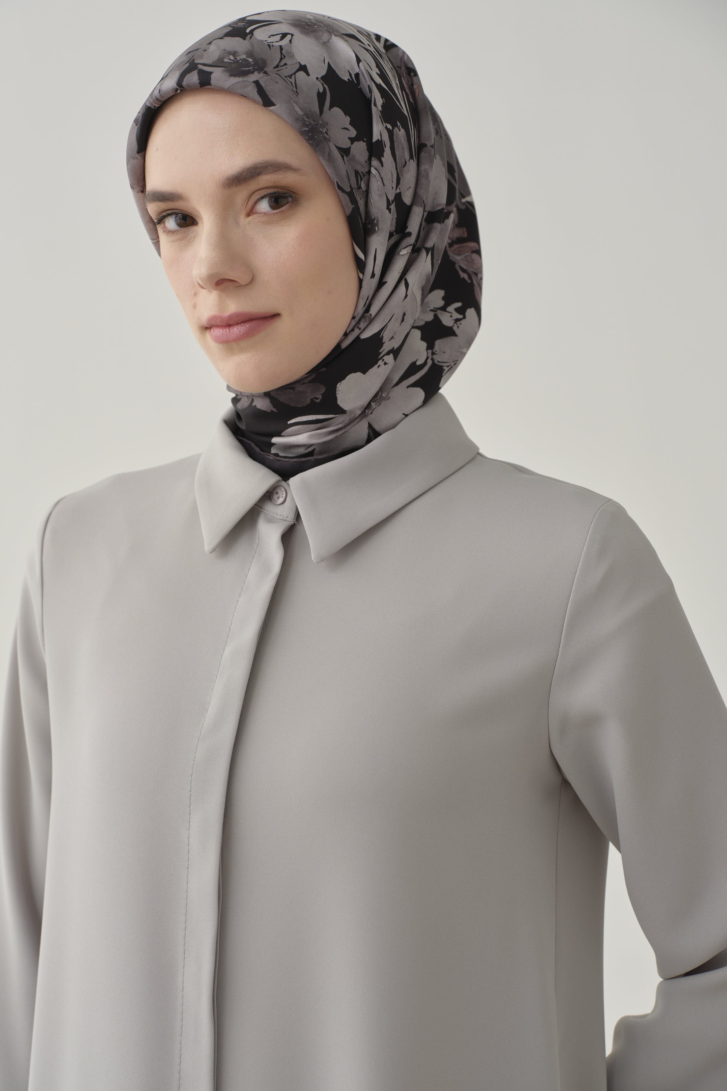 Gizli Patlı Basic Tunik - Gri TUGBA