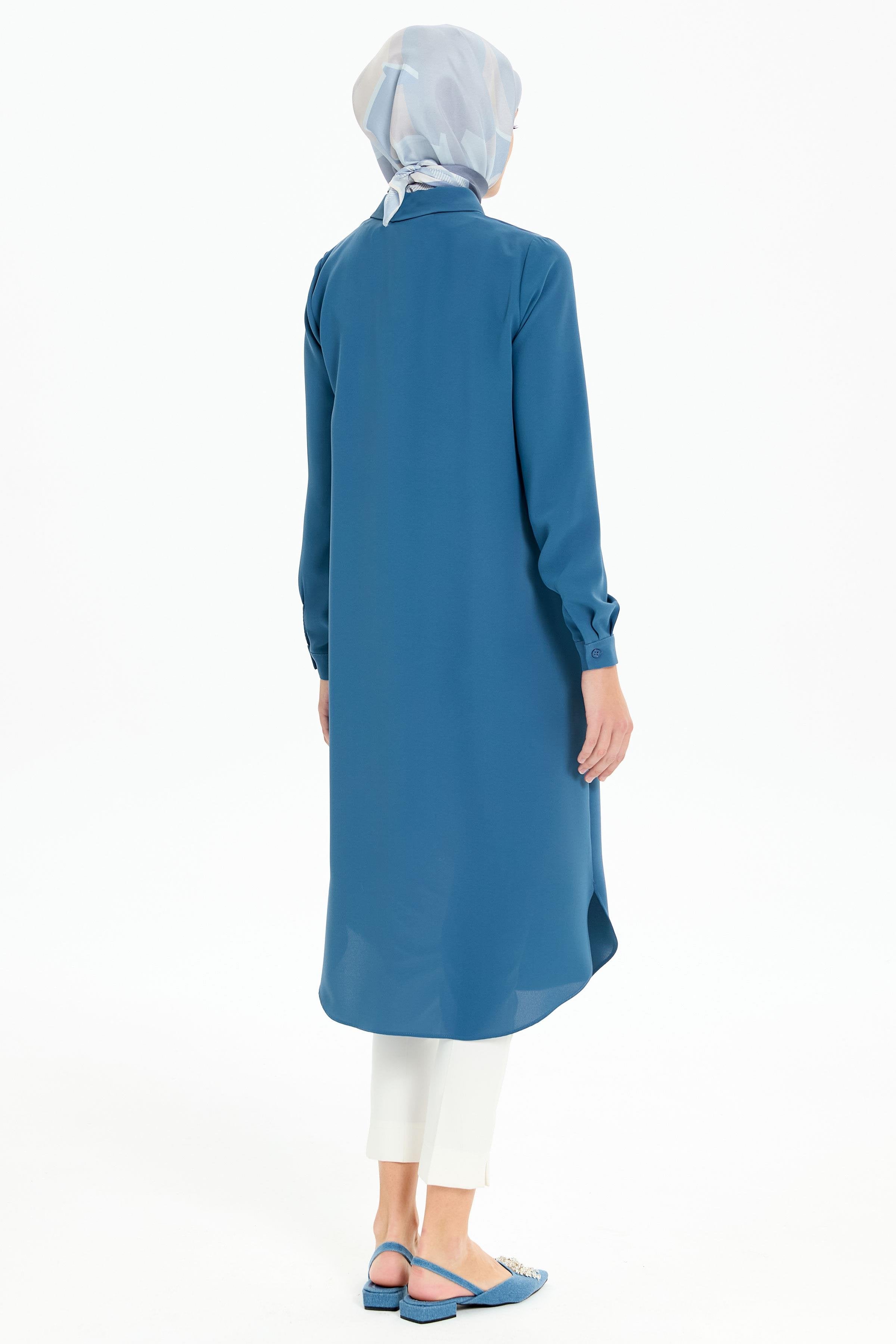 Gizli Patlı Basic Tunik - İndigo TUGBA