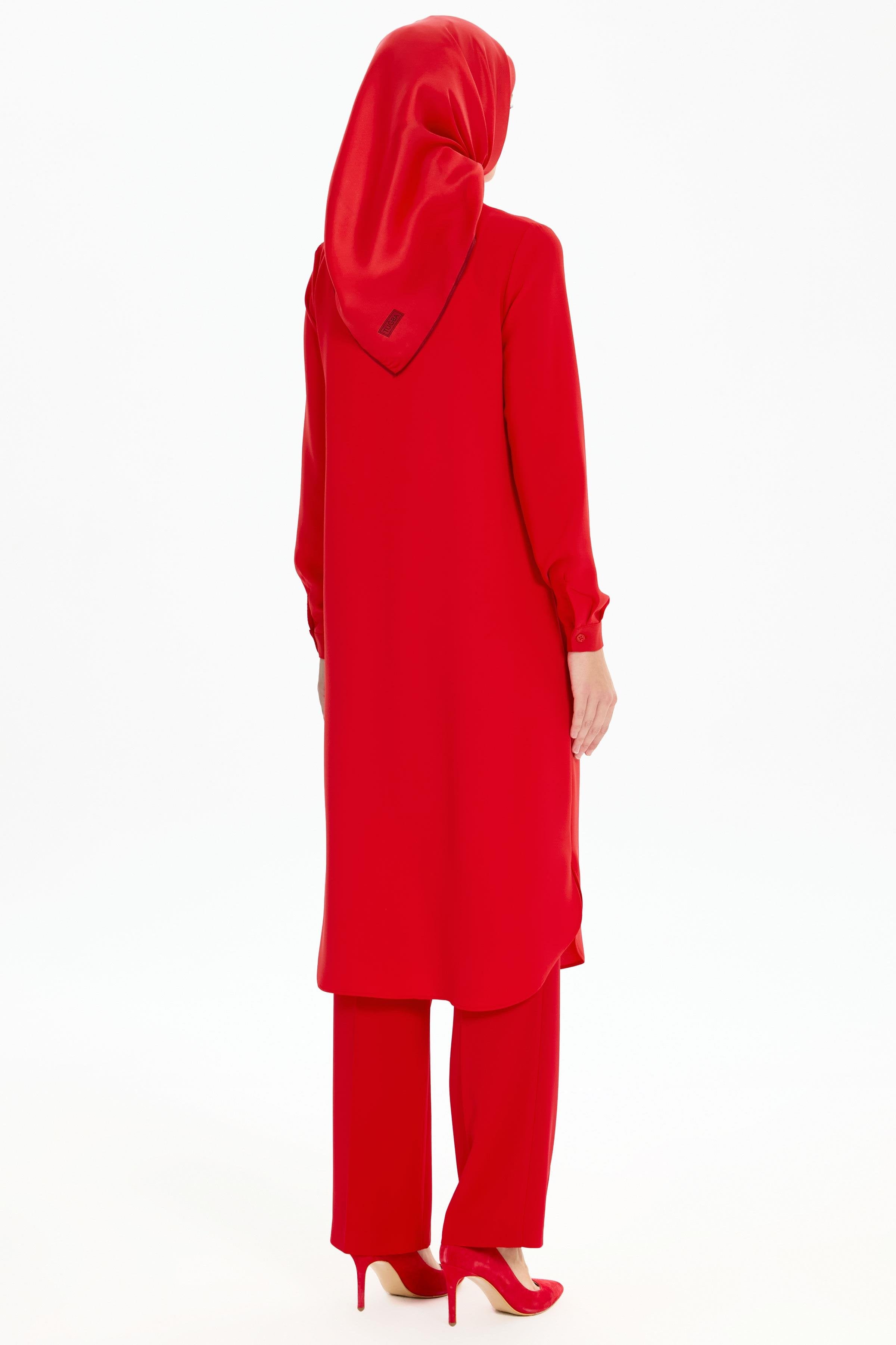 Gizli Patlı Basic Tunik - Kırmızı TUGBA