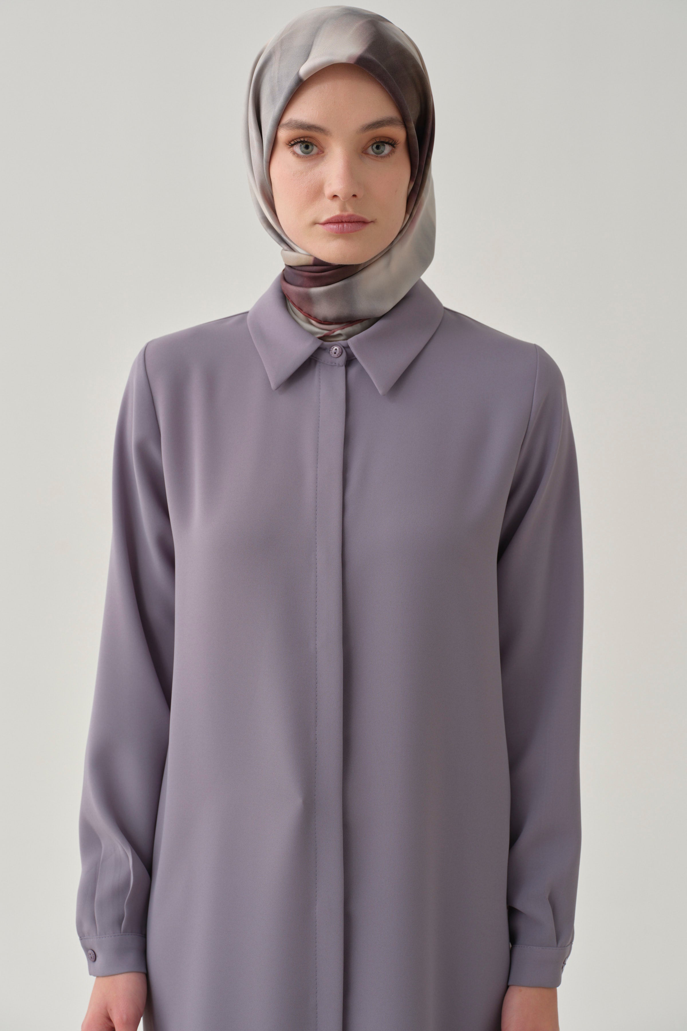 Gizli Patlı Basic Tunik - Lila TUGBA