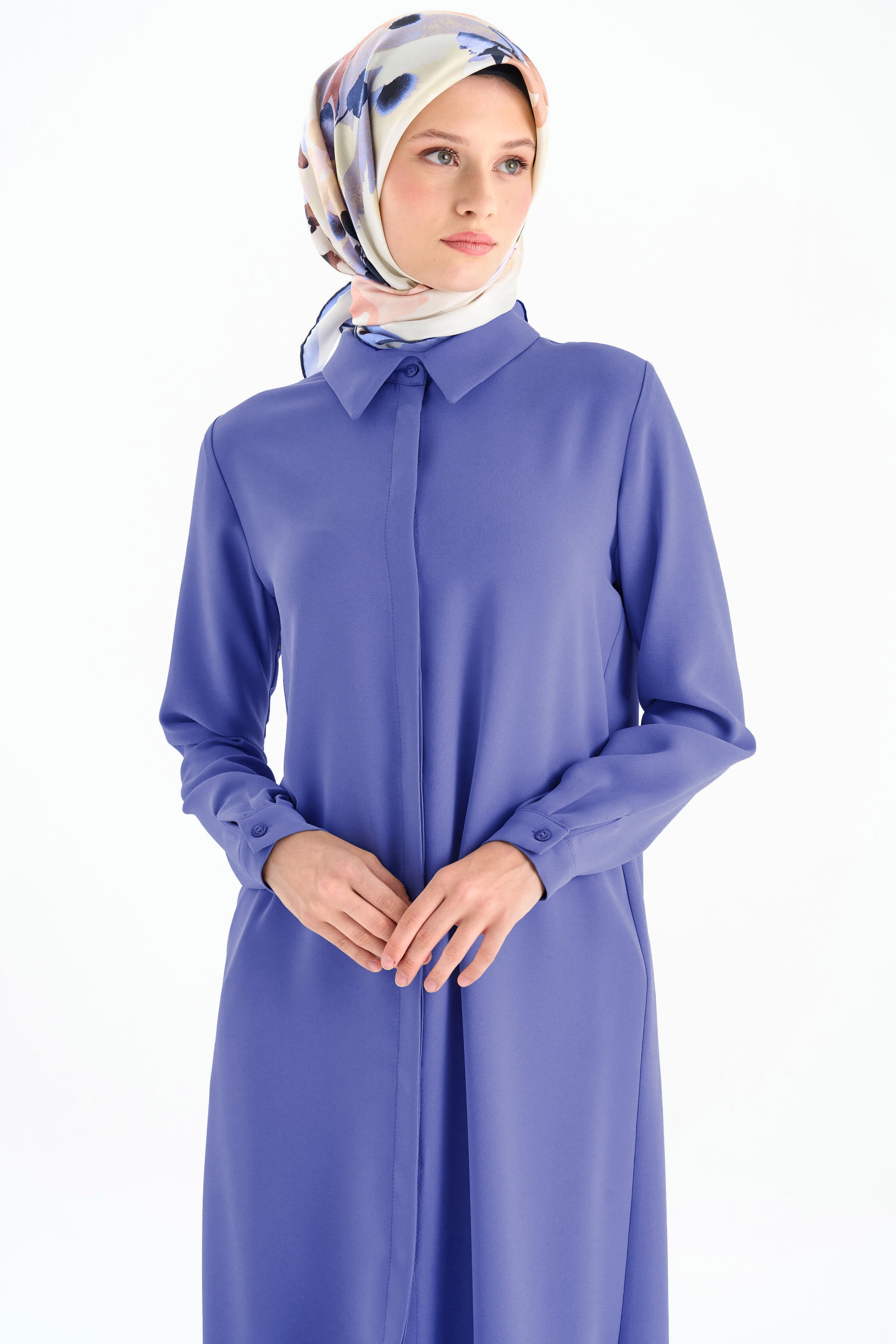 Gizli Patlı Basic Tunik - Mavi TUGBA