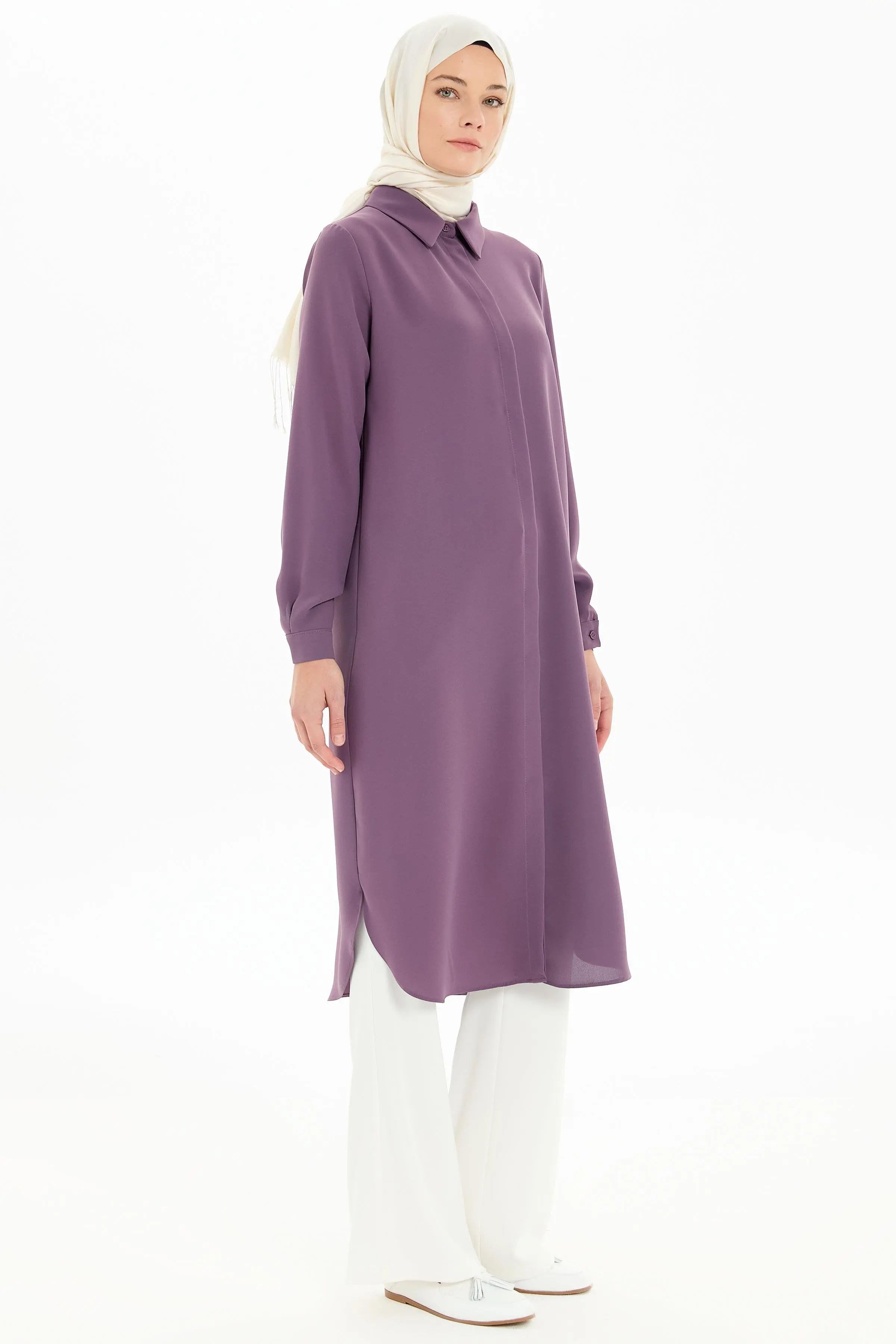 Gizli Patlı Basic Tunik - Mor TUGBA