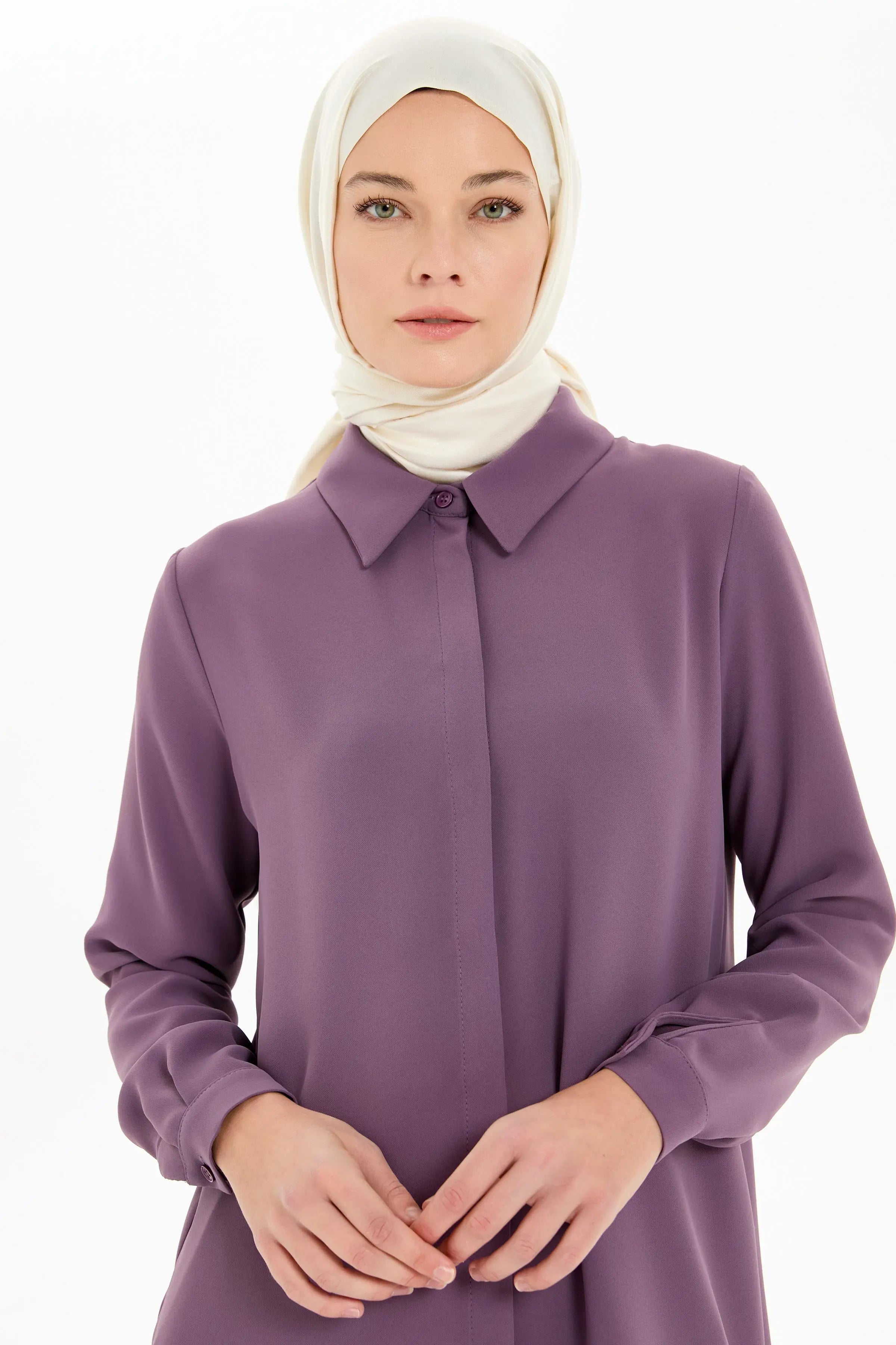 Gizli Patlı Basic Tunik - Mor TUGBA