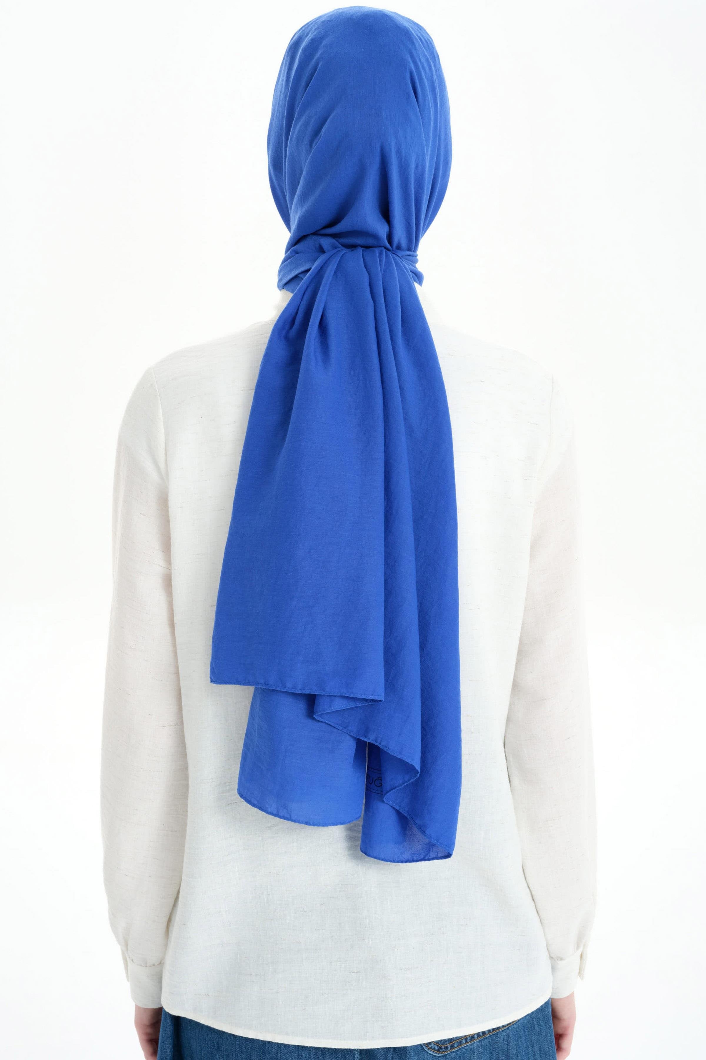 Gizli Patlı Nakış Detaylı Gömlek - Ekru - Mavi TUGBA