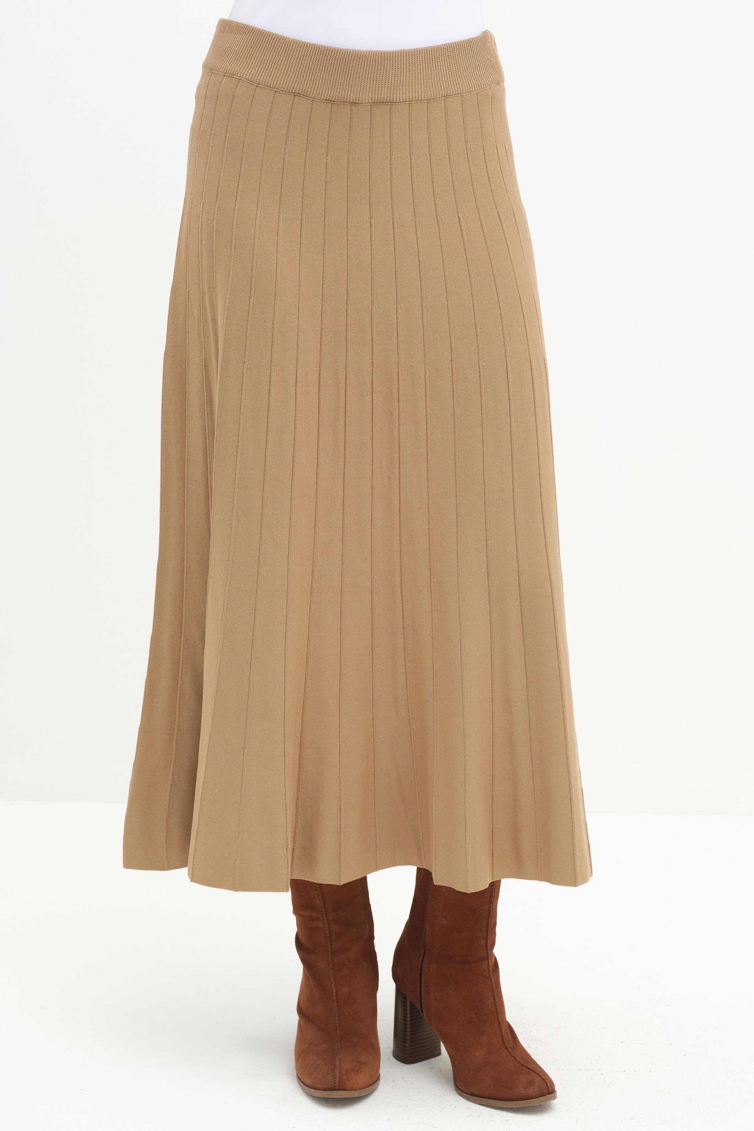 Godeli Triko Etek - Camel TUGBA