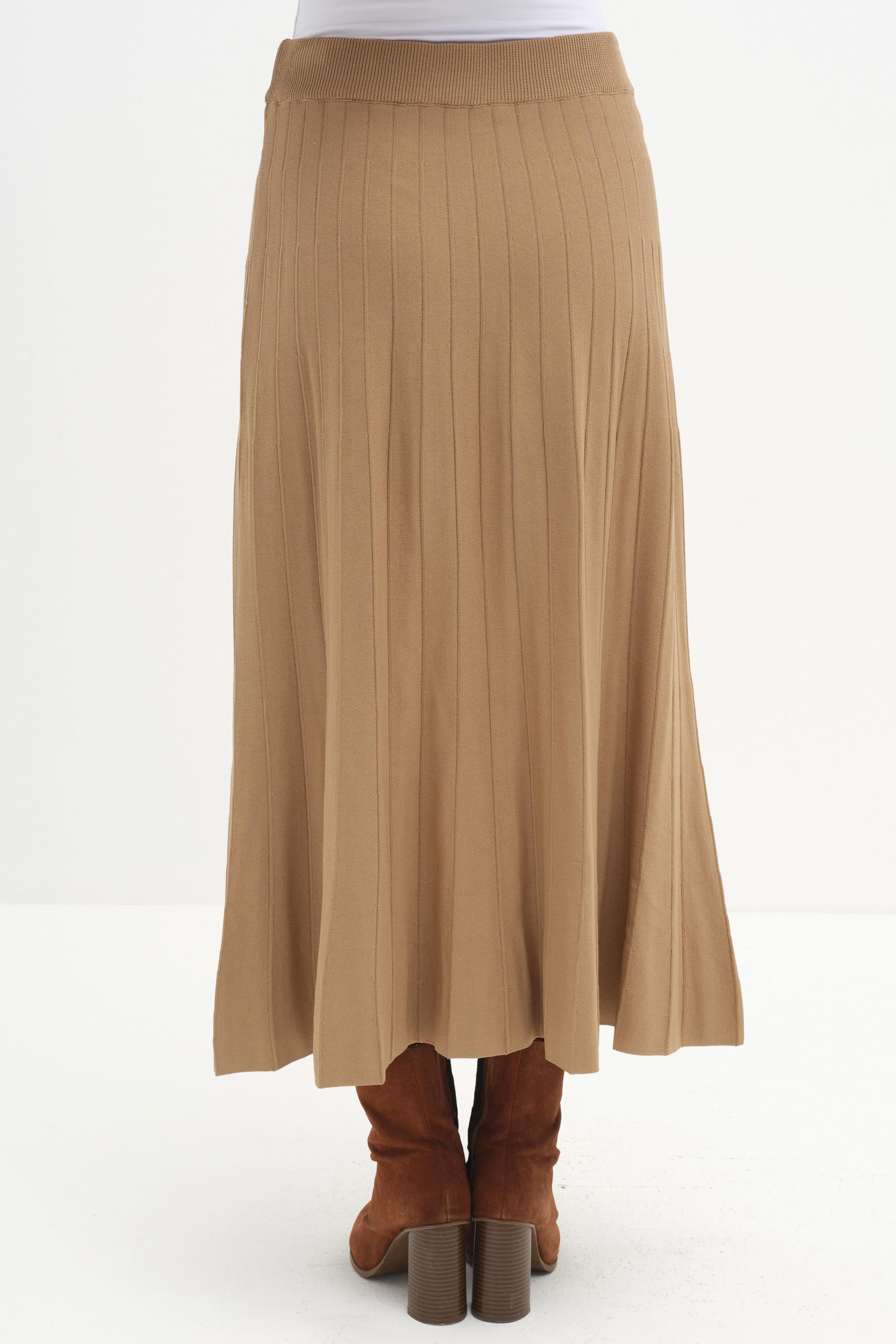 Godeli Triko Etek - Camel TUGBA