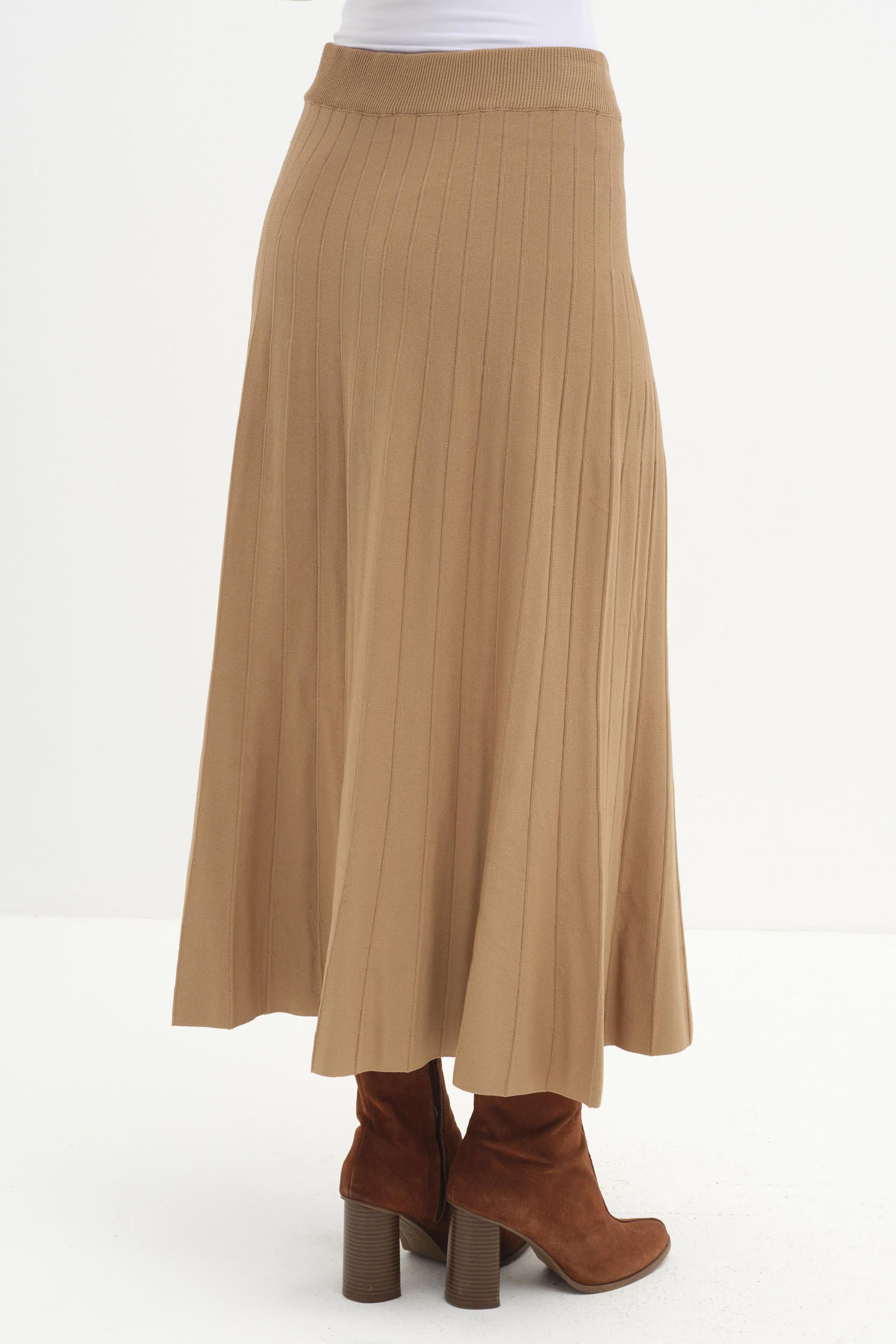 Godeli Triko Etek - Camel TUGBA