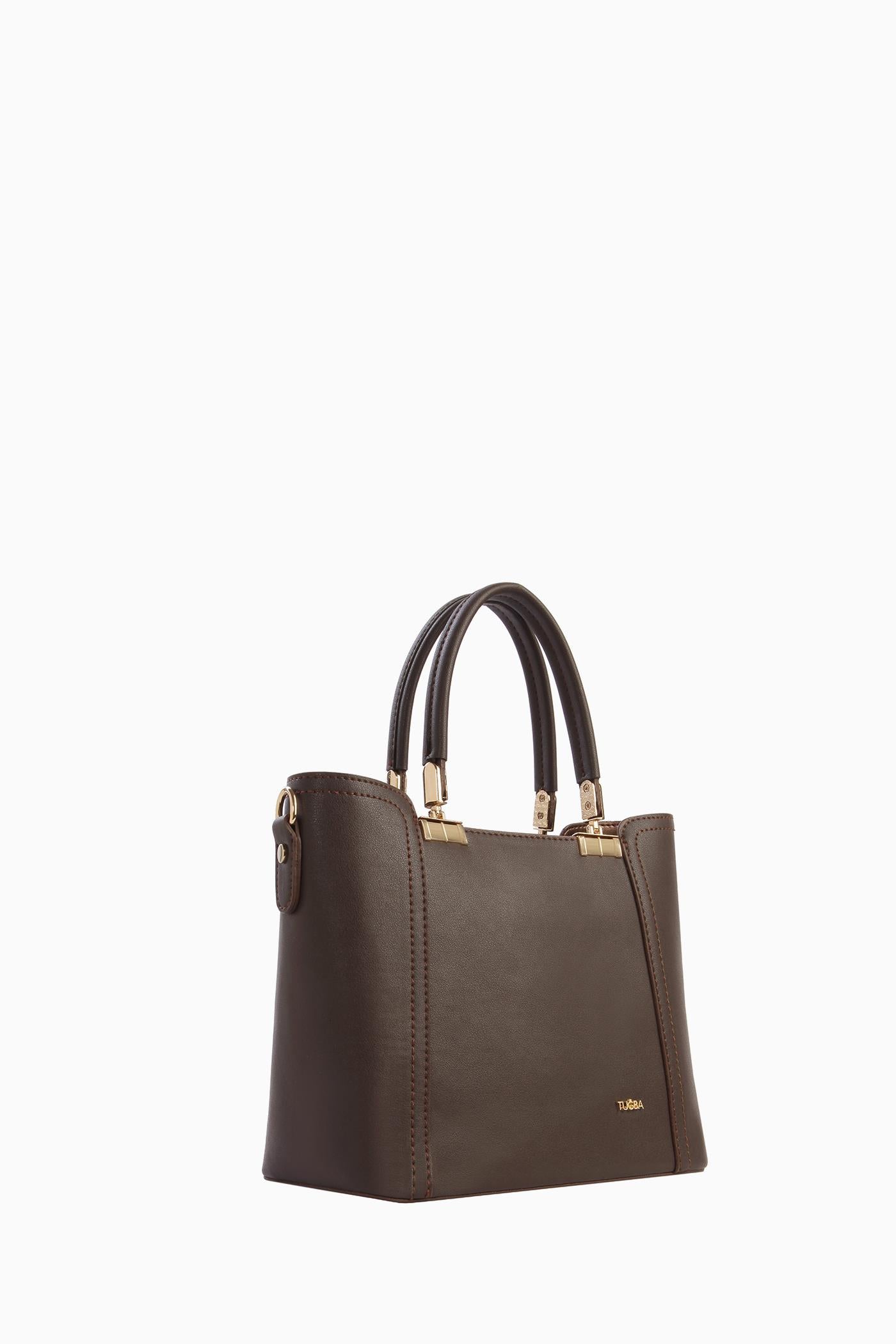 Gold Detaylı Çanta - Kahve TUGBA