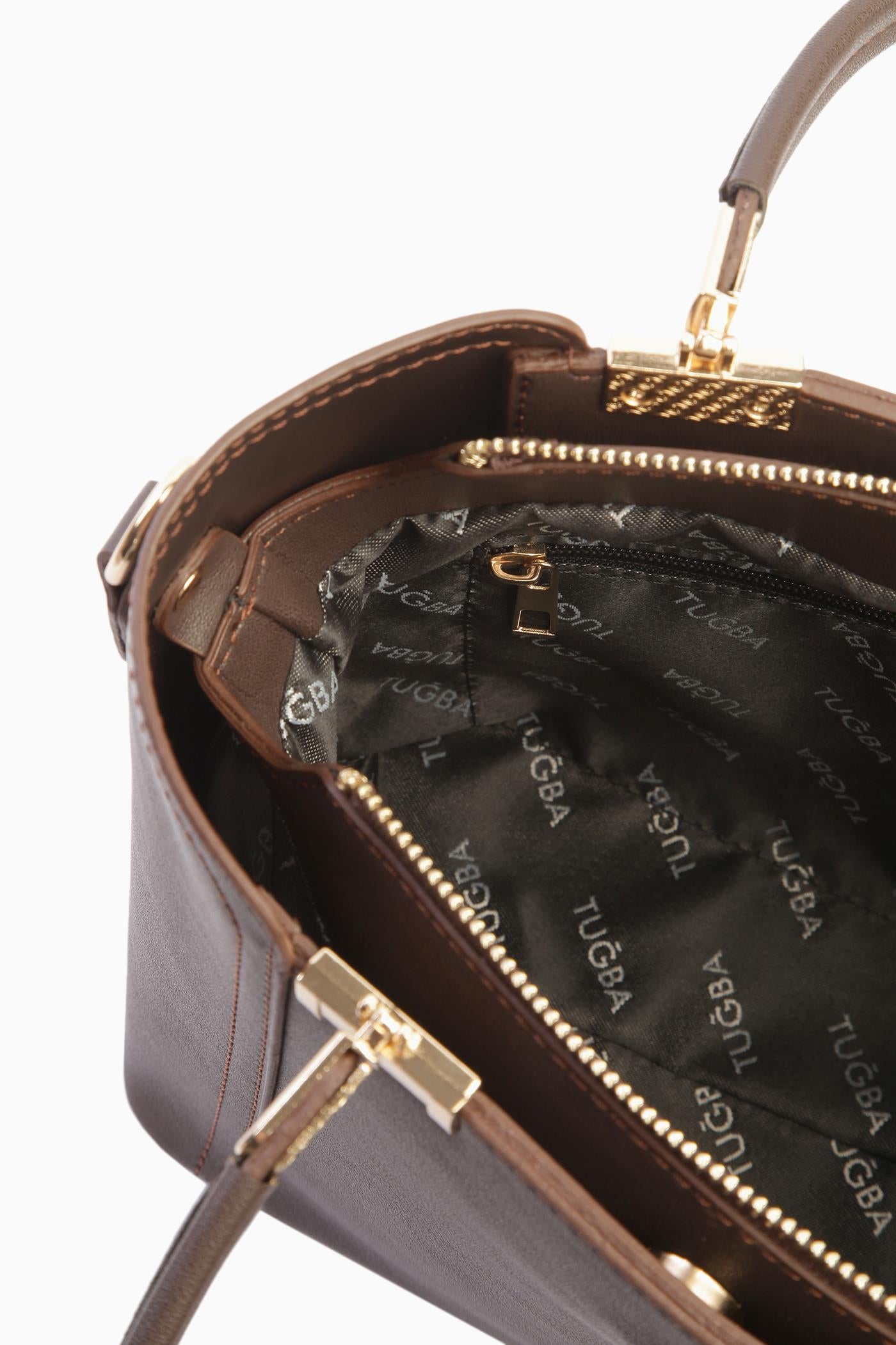 Gold Detaylı Çanta - Kahve TUGBA