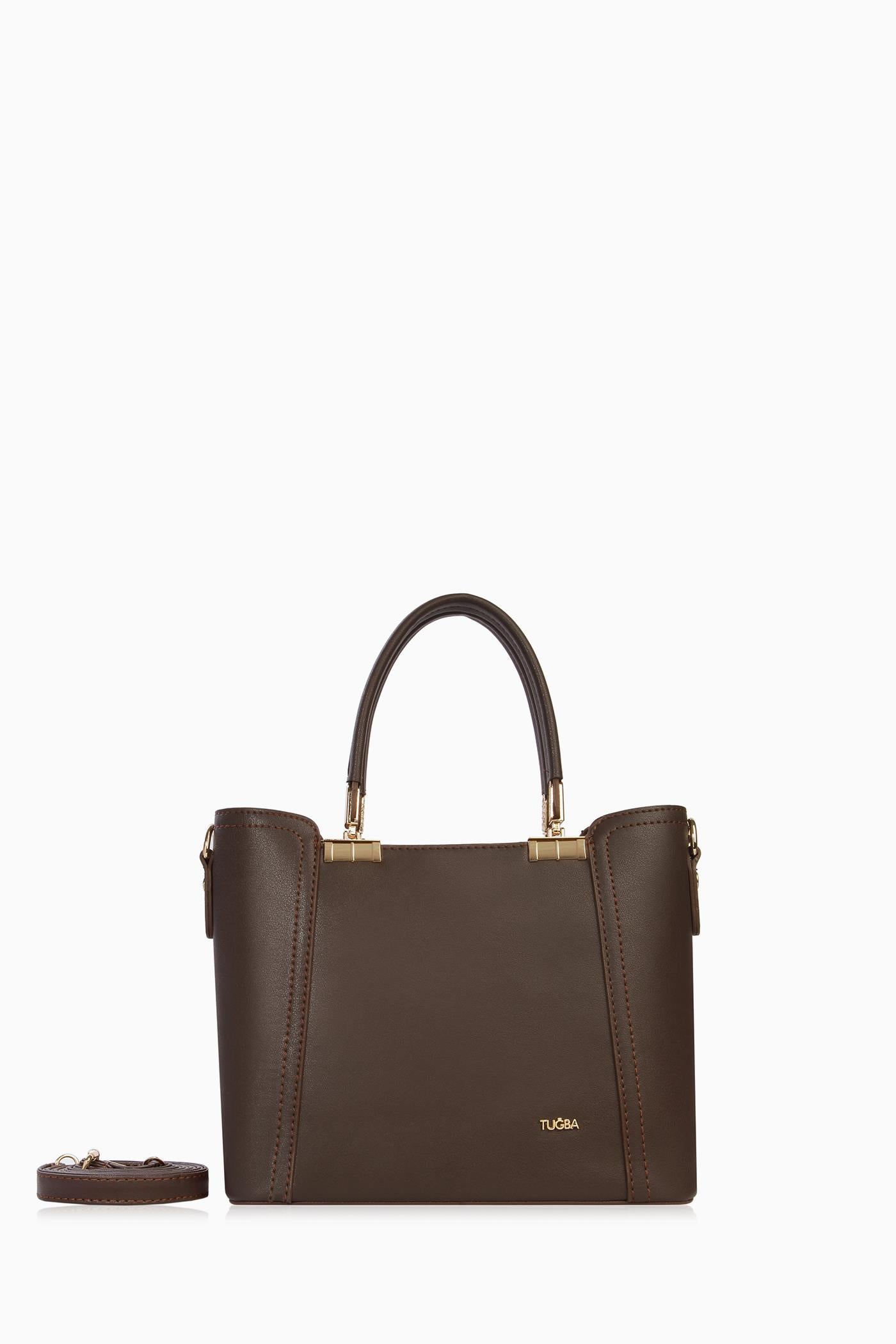 Gold Detaylı Çanta - Kahve TUGBA