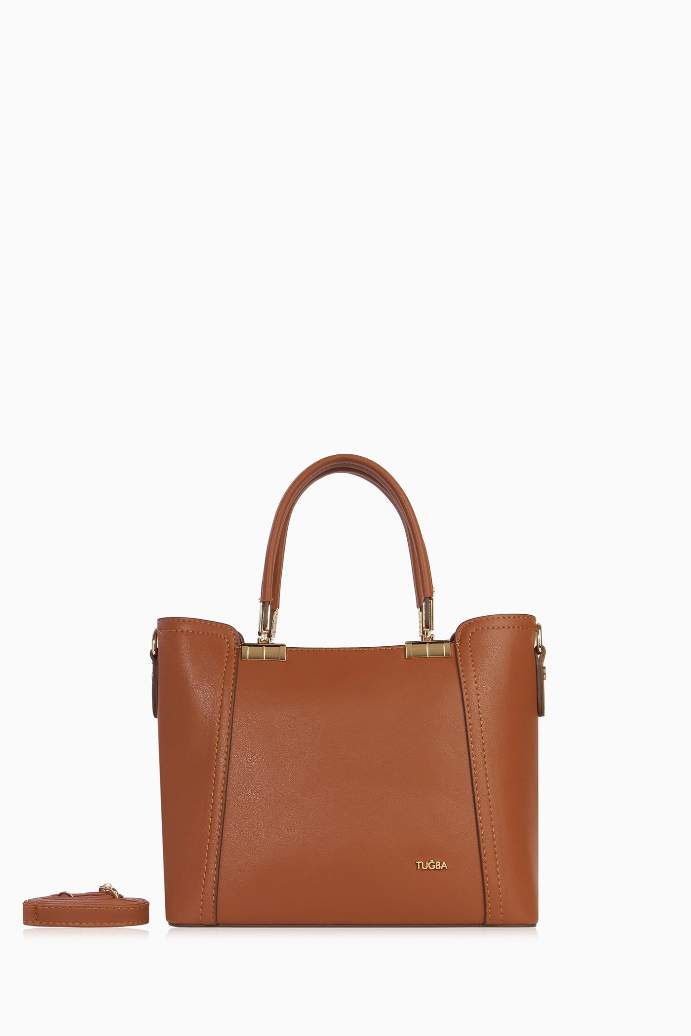 Gold Detaylı Çanta - Taba TUGBA