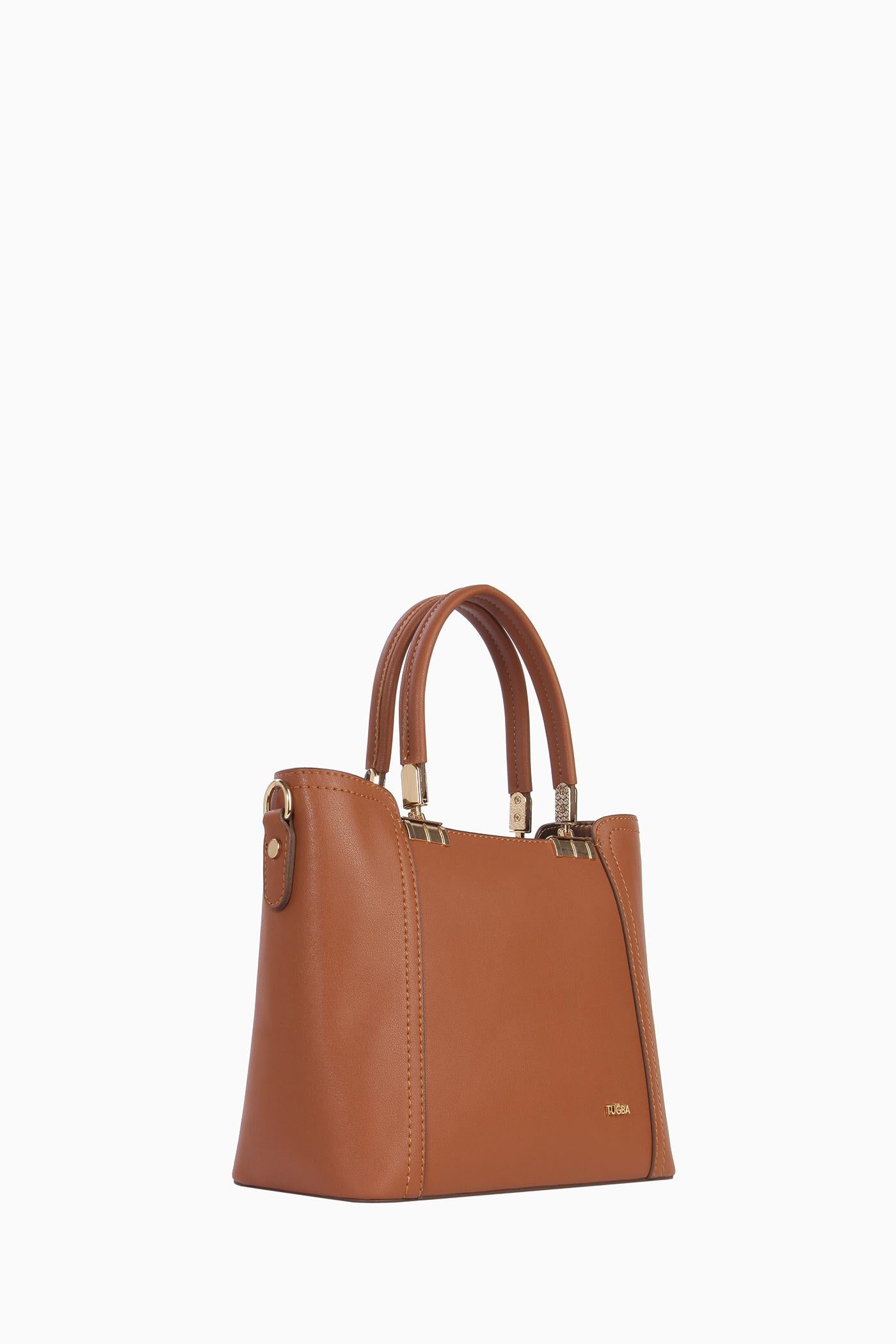 Gold Detaylı Çanta - Taba TUGBA