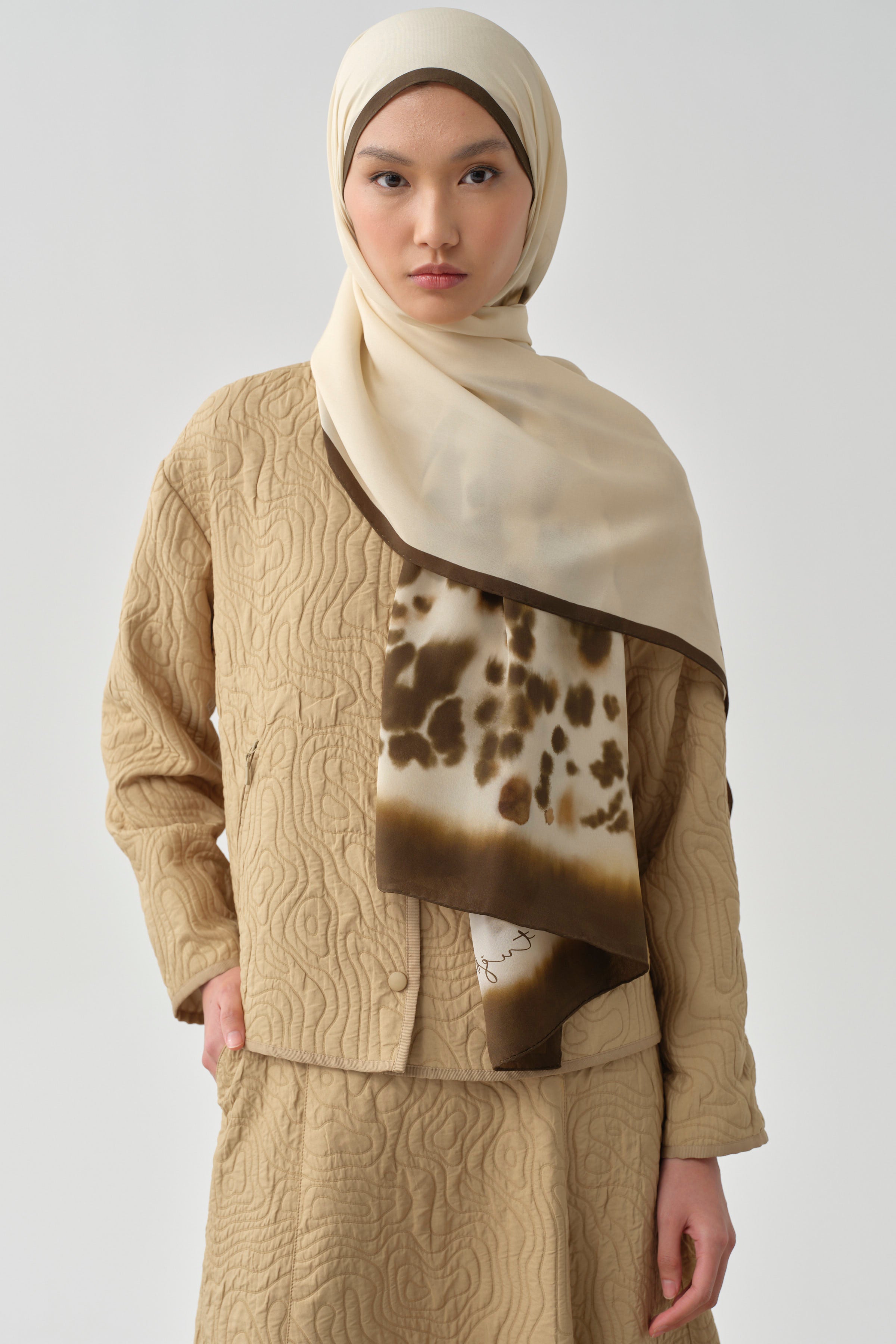 Grogren Biyeli Kapitone Crop Ceket - Camel TUGBA