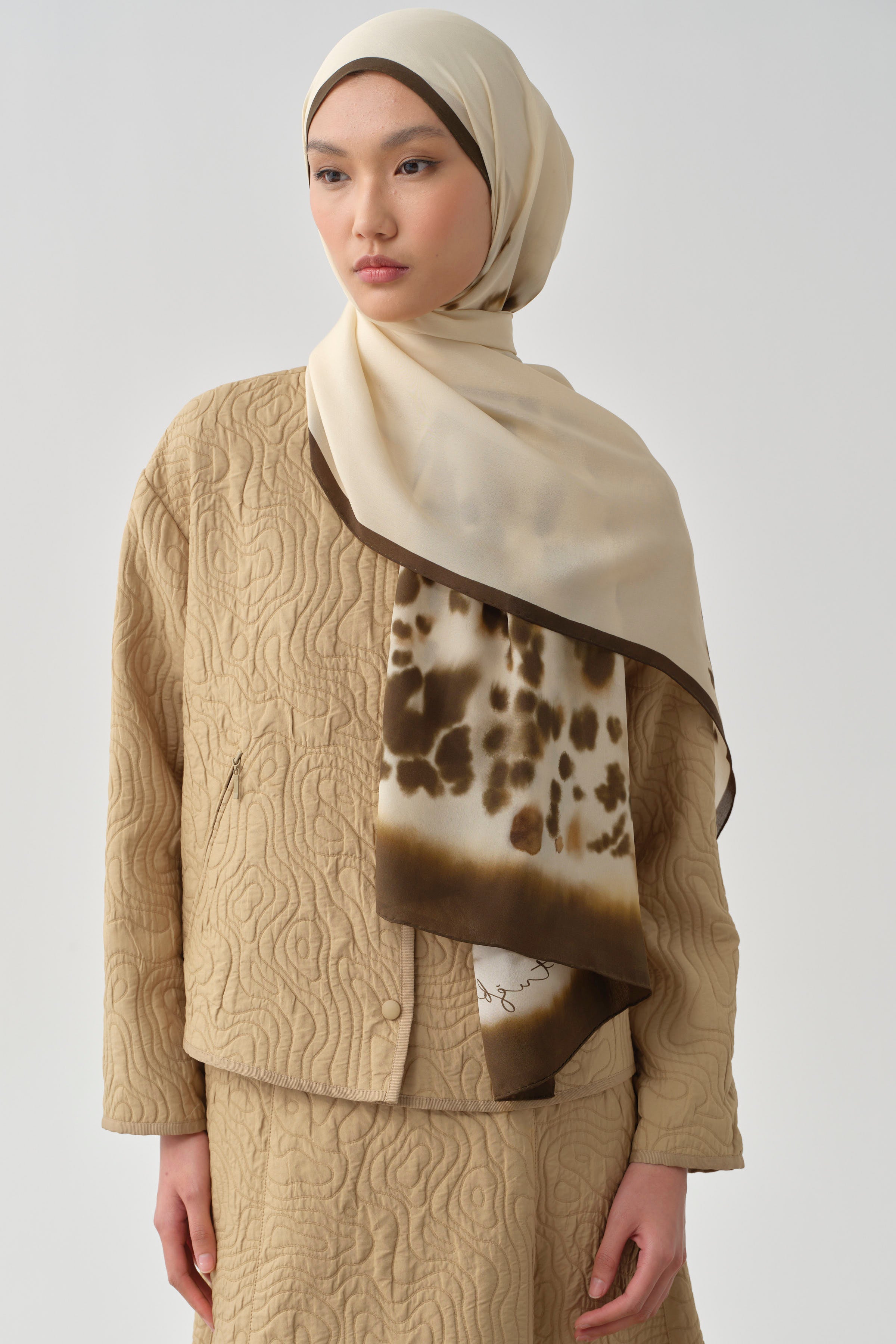 Grogren Biyeli Kapitone Crop Ceket - Camel TUGBA